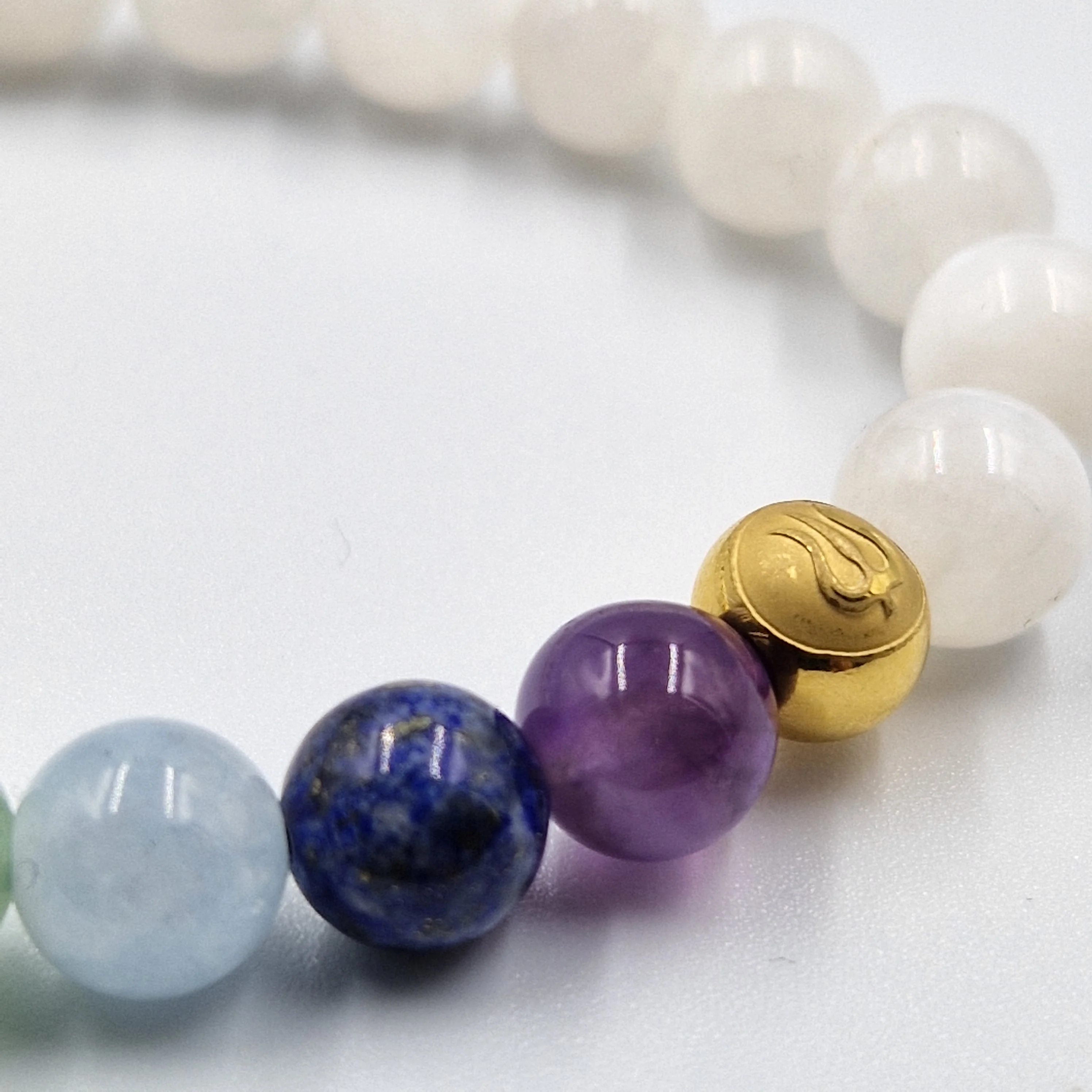 Bracelet 7 Chakras en Pierre de Lune blanche - Image 3