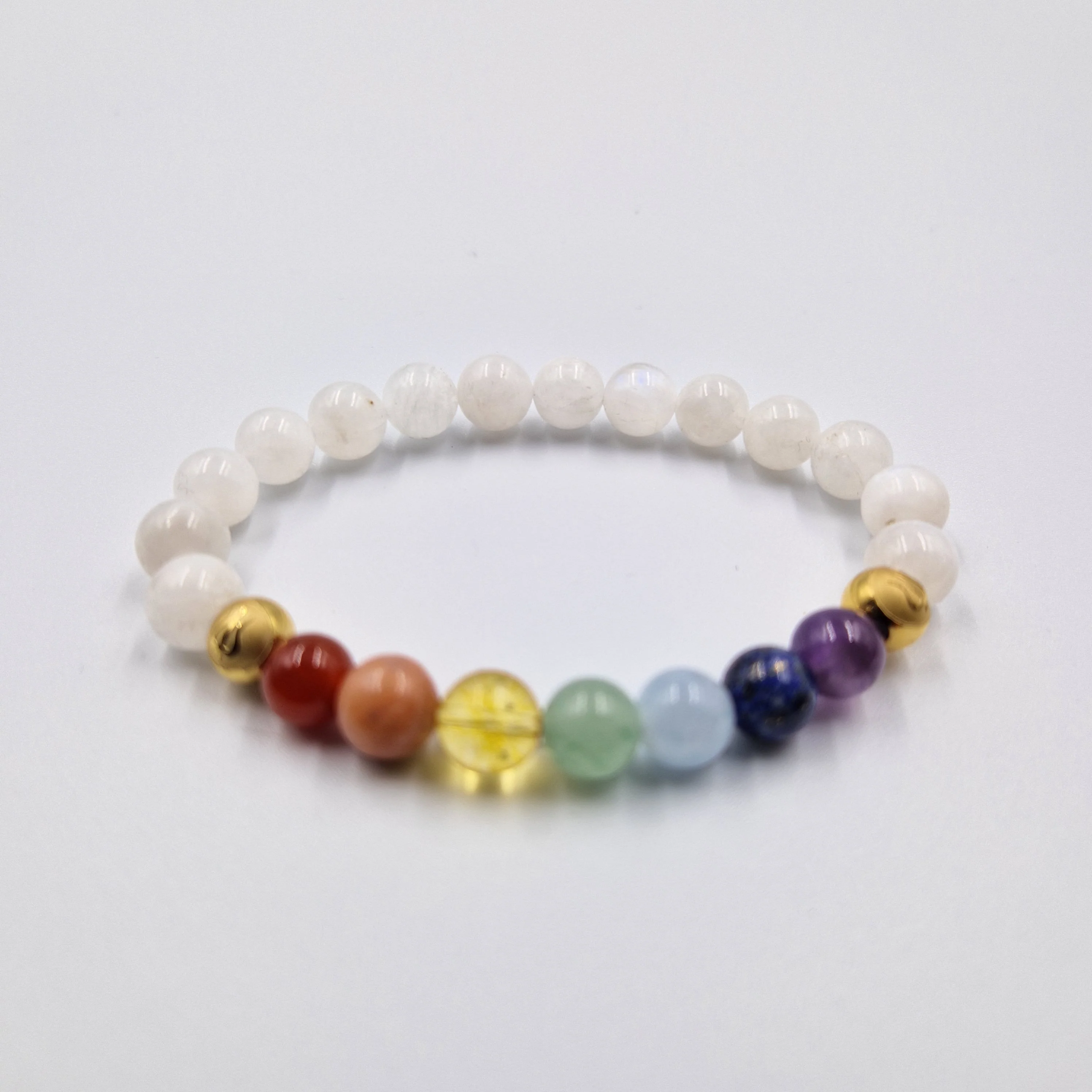 Bracelet 7 Chakras en Pierre de Lune blanche - Image 4