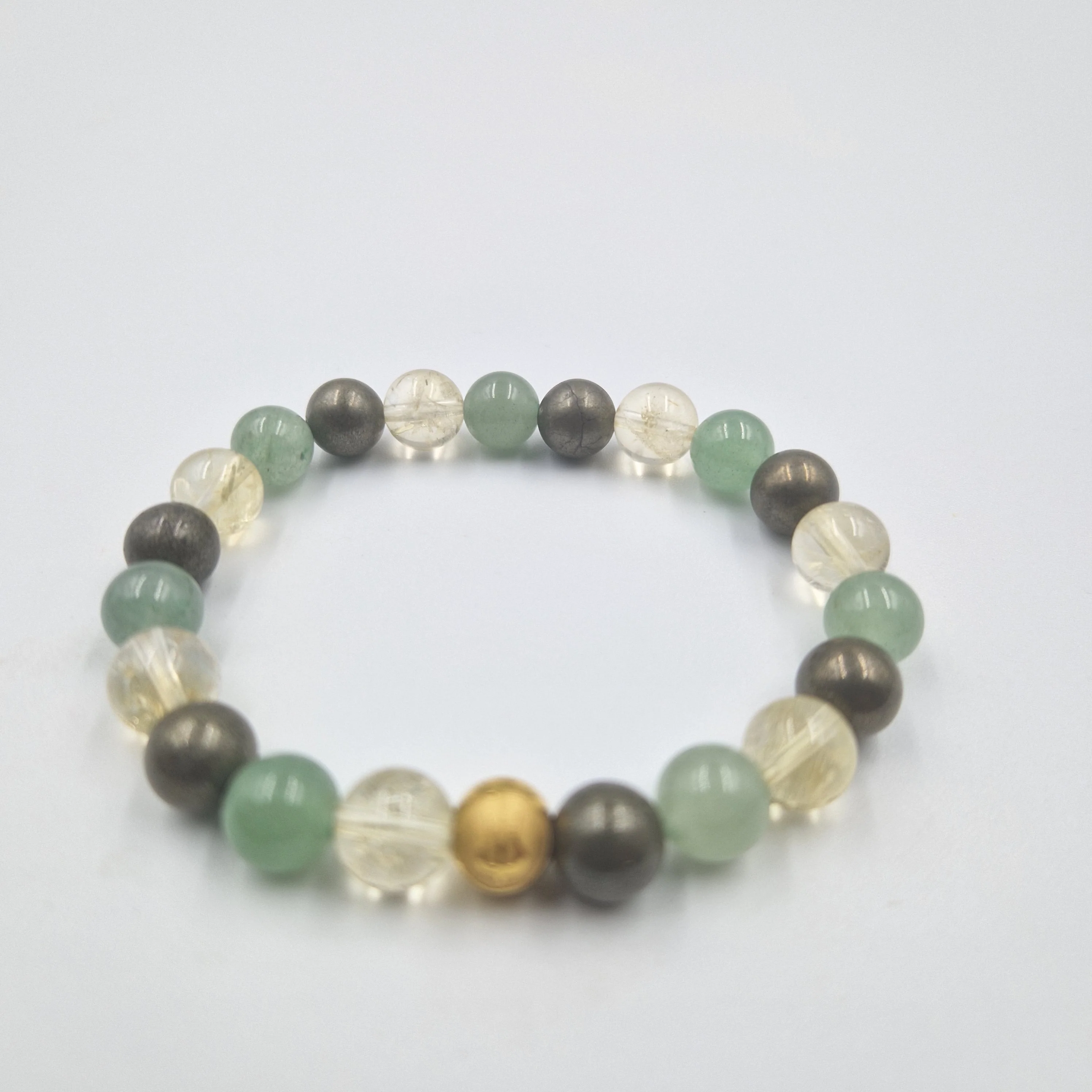 Bracelet ABONDANCE en Citrine, Pyrite et Aventurine verte - Image 3