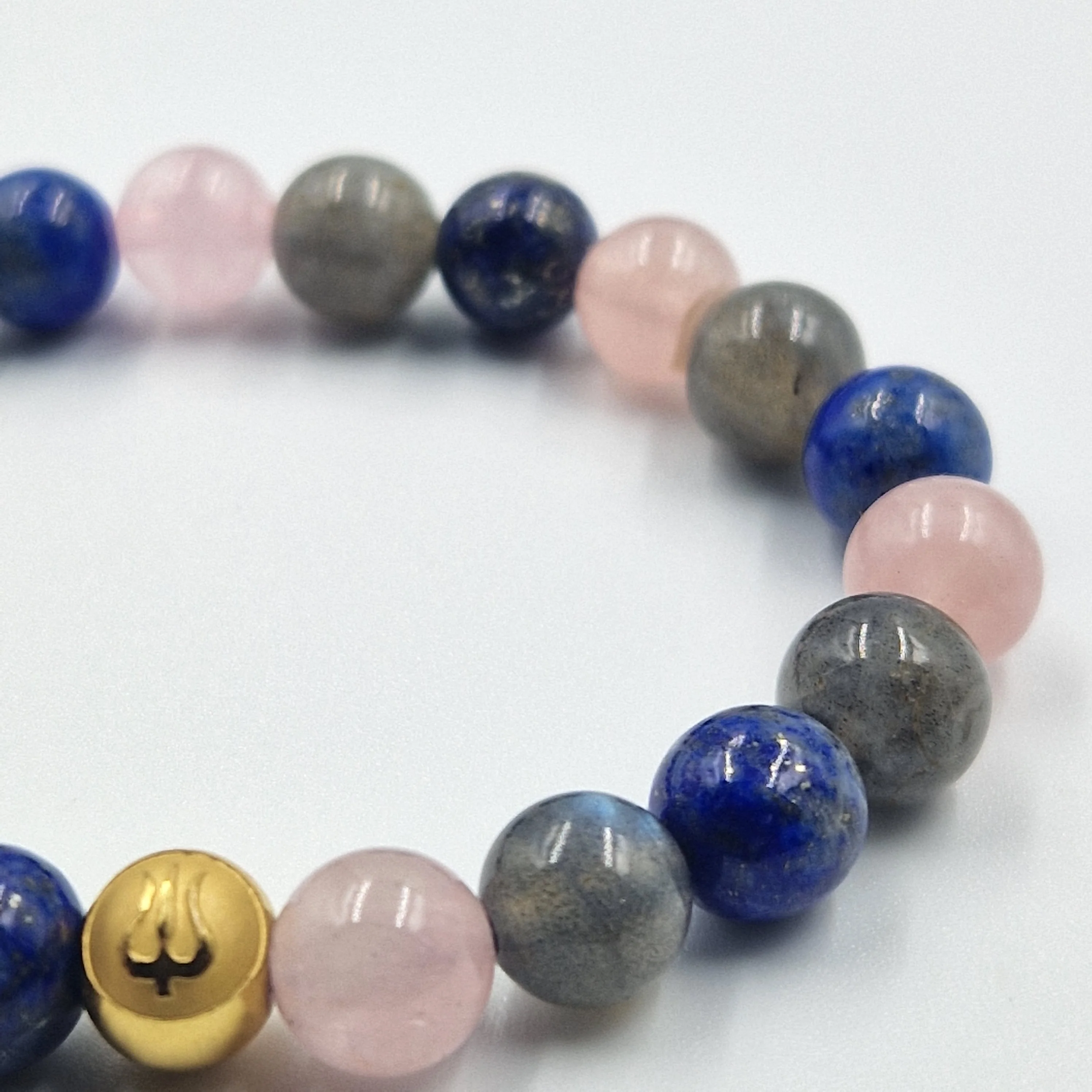 Bracelet ACCOUCHEMENT en Labradorite, Quartz rose et Lapis lazuli - Image 2