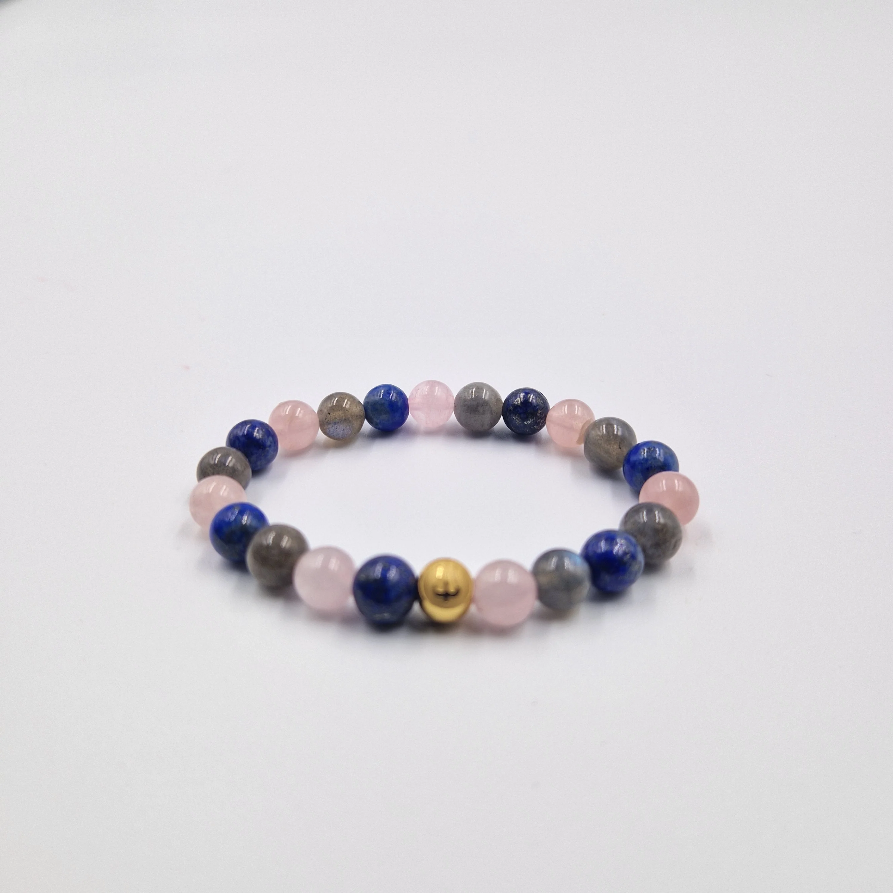 Bracelet ACCOUCHEMENT en Labradorite, Quartz rose et Lapis lazuli - Image 3