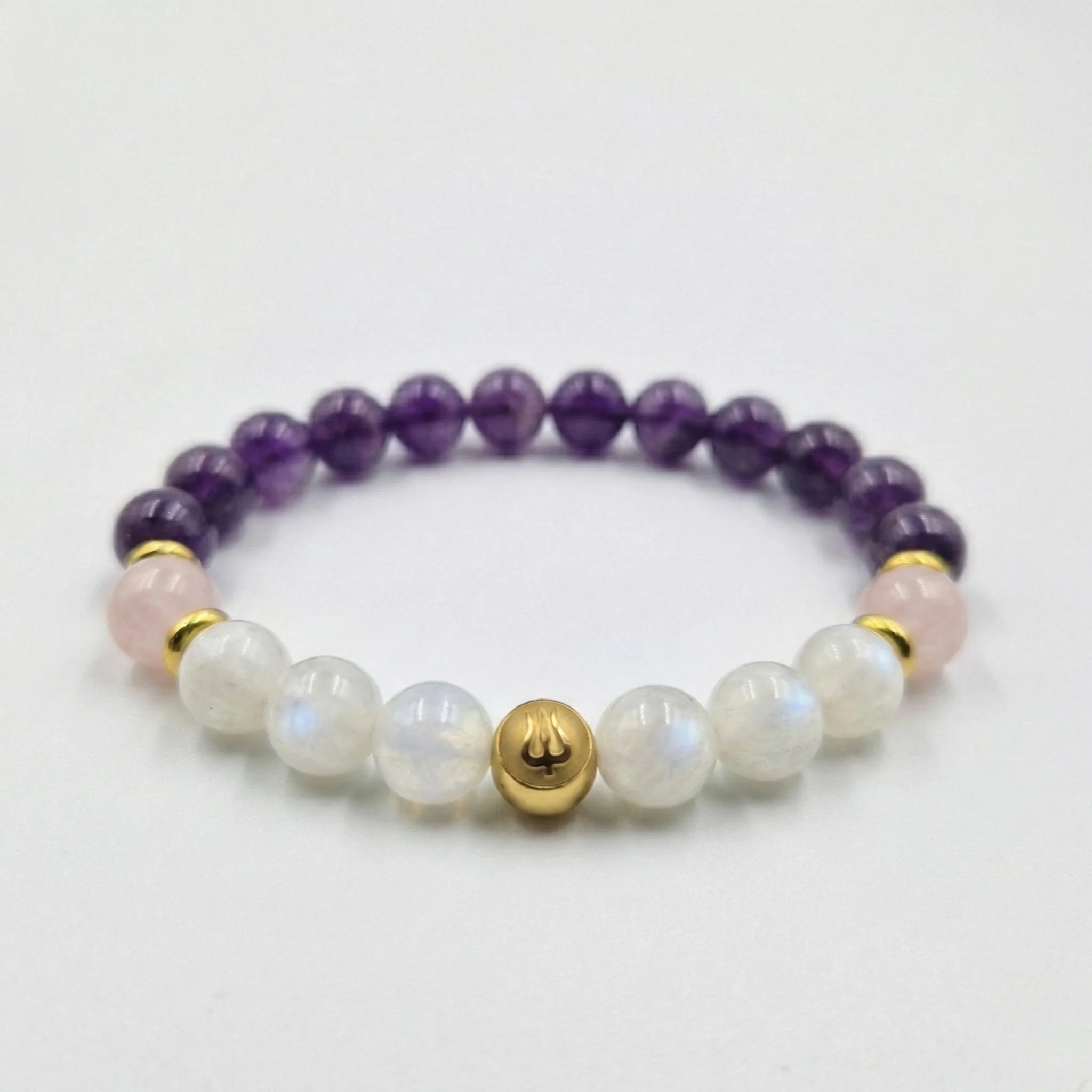 Bracelet ACCOUCHEMENT en Pierre de Lune, Quartz rose, Améthyste