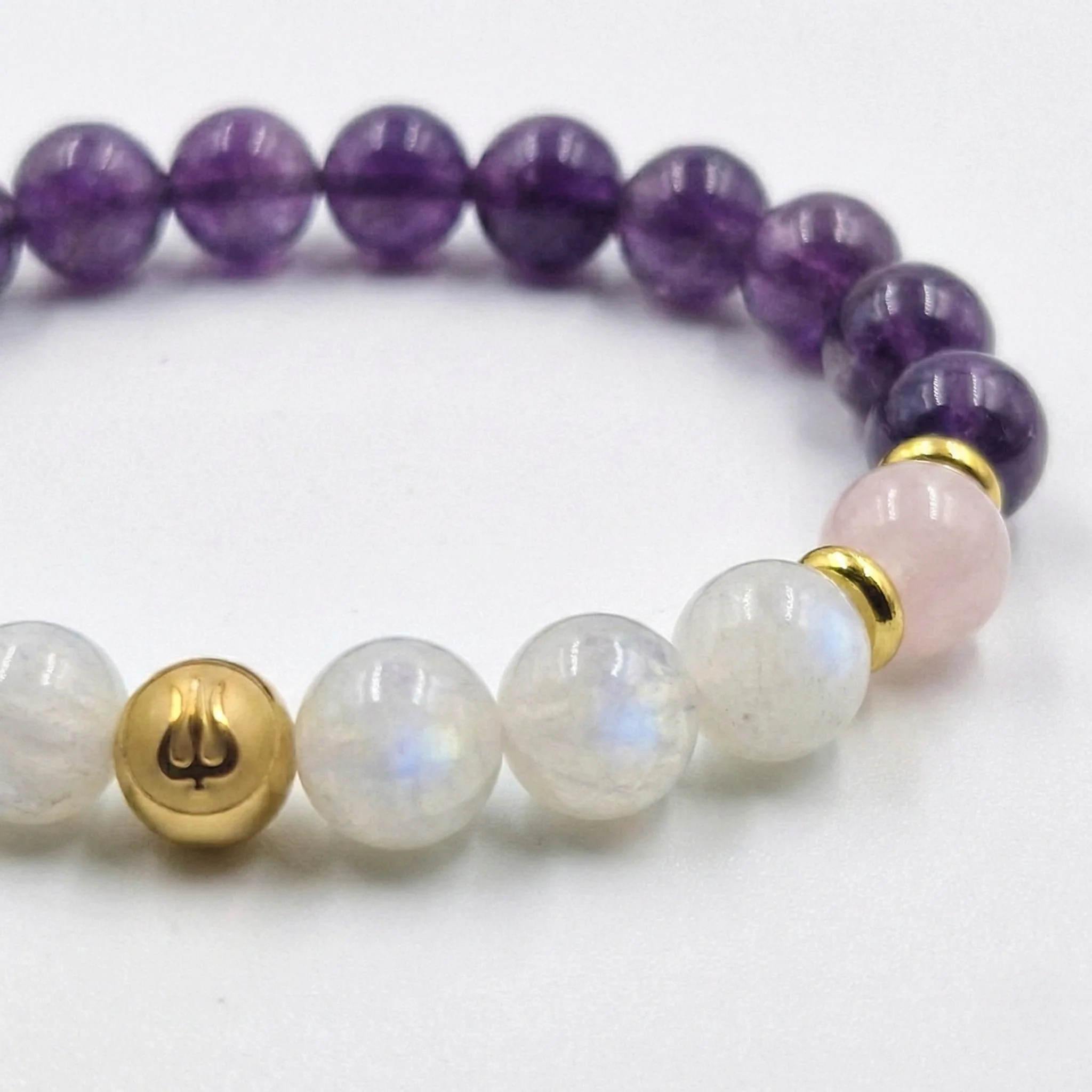 Bracelet ACCOUCHEMENT en Pierre de Lune, Quartz rose, Améthyste - Image 2