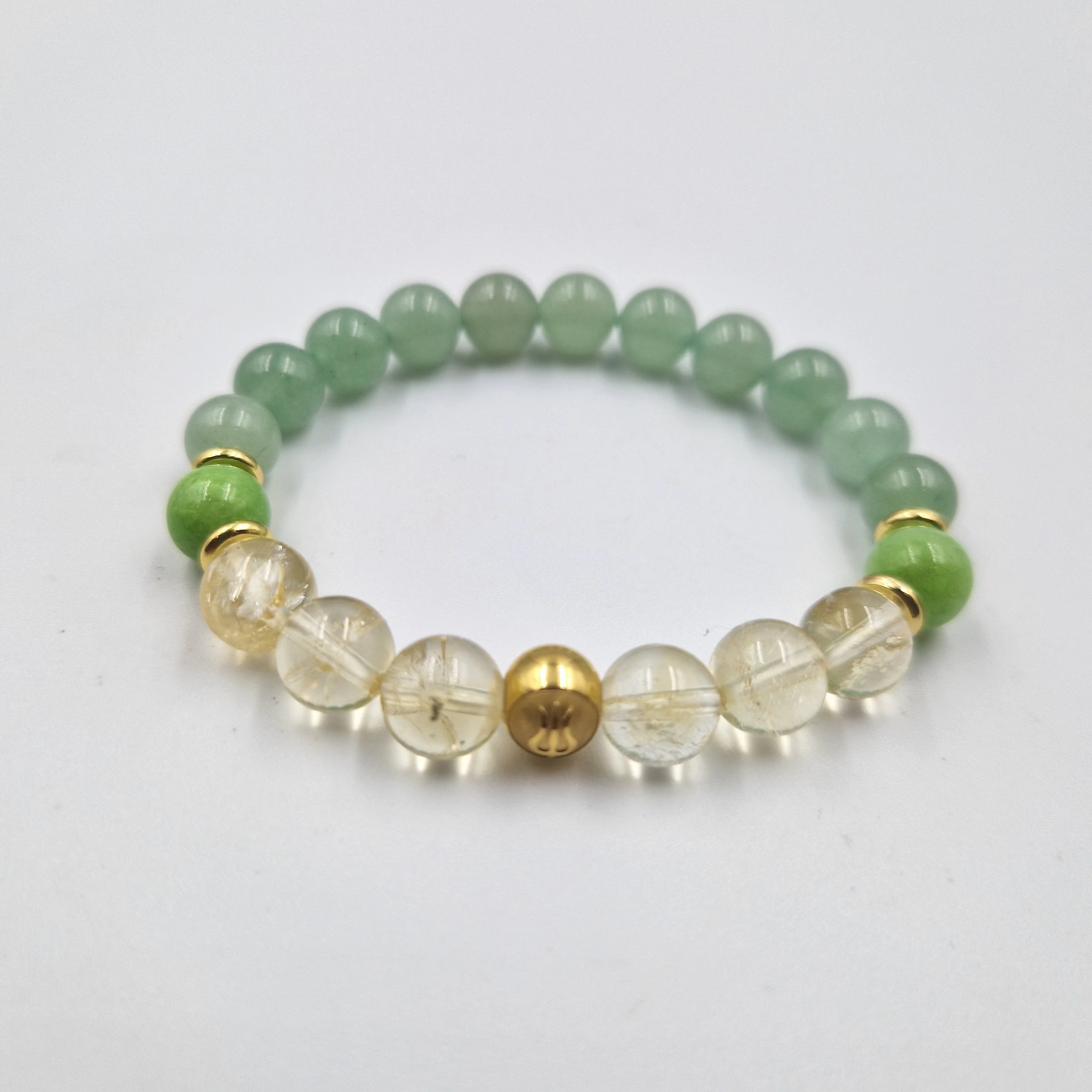 Bracelet AIGREURS D'ESTOMAC en Jade, Citrine, Aventurine verte