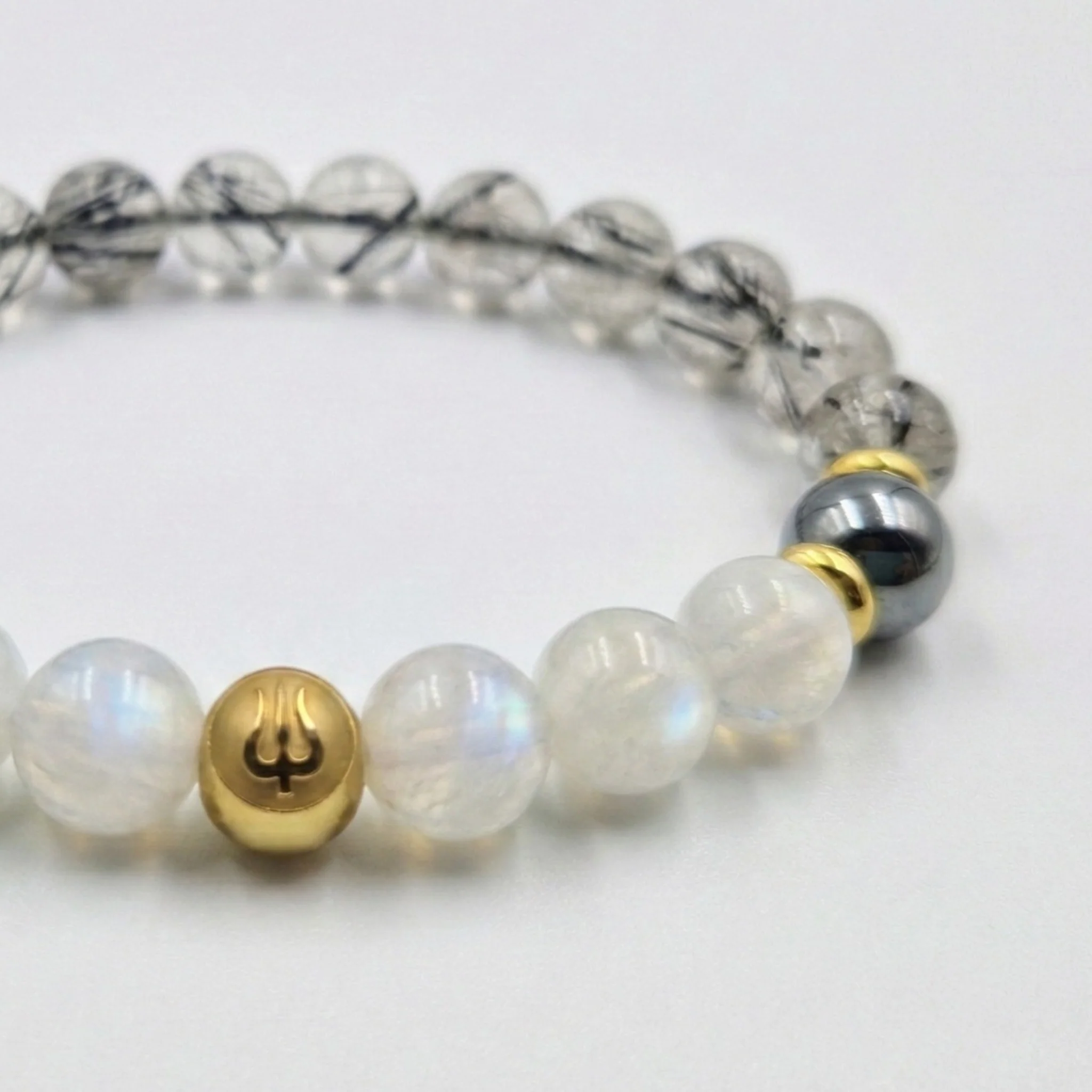 Bracelet ALOPECIE en Pierre de Lune, Hématite, Quartz Rutile - Image 2