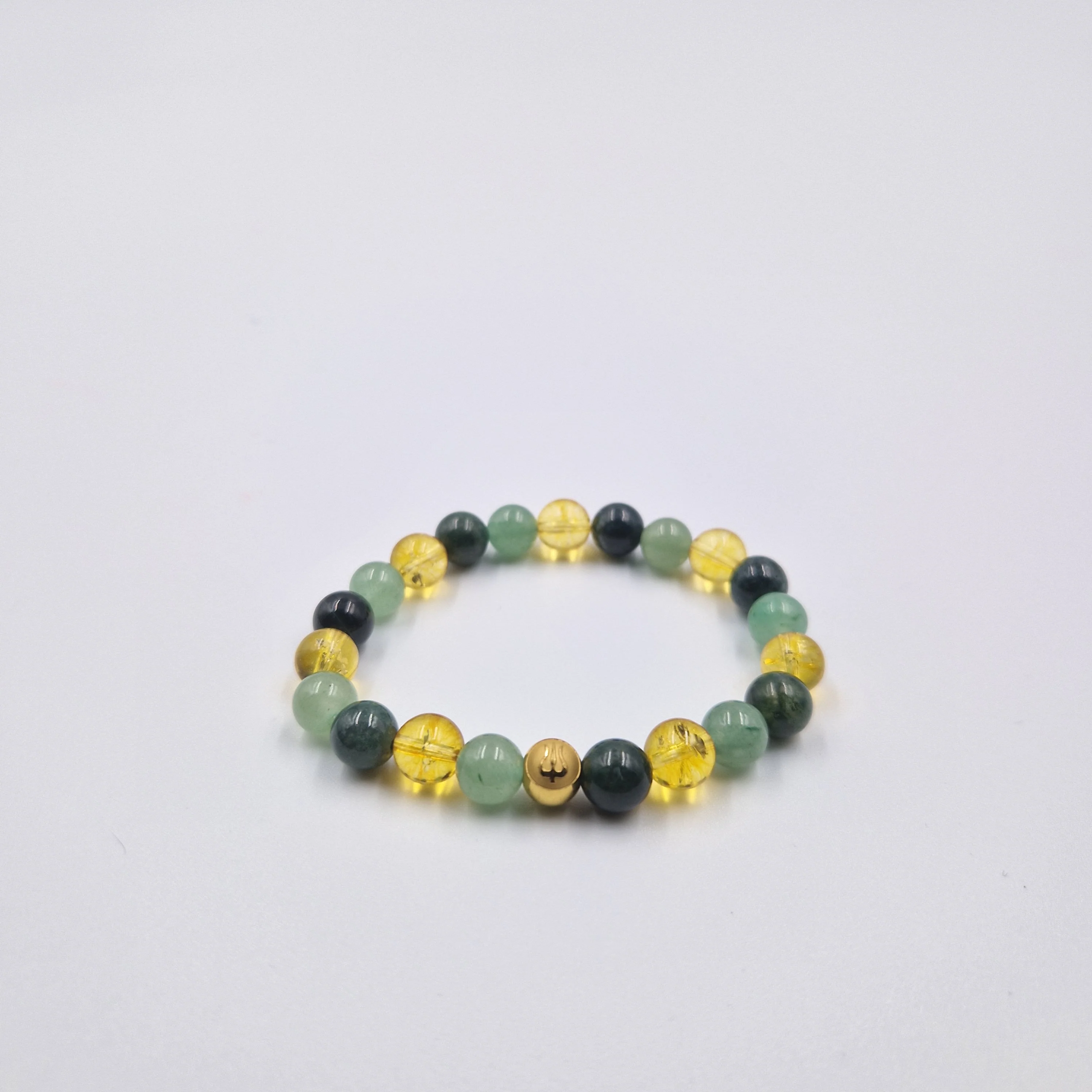 Bracelet AMITIE en Aventurine verte, Citrine et Agate mousse