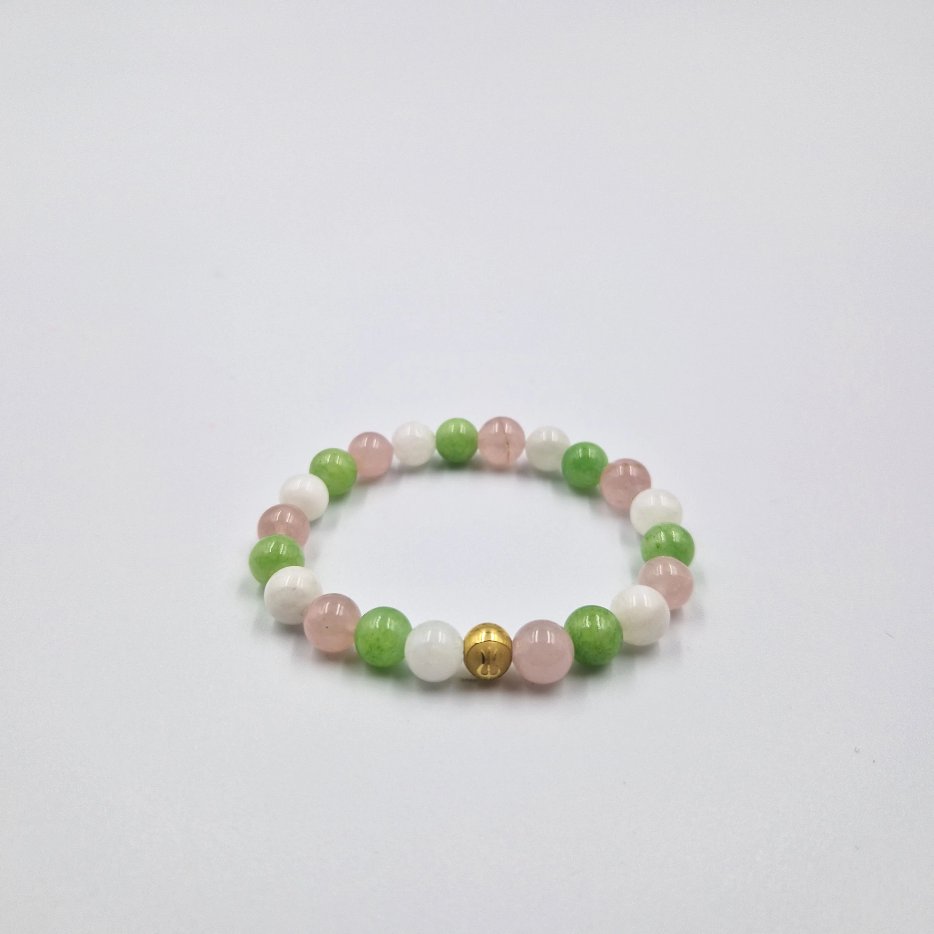 Bracelet AMOUR en Quartz rose, Jade verte et Pierre de lune