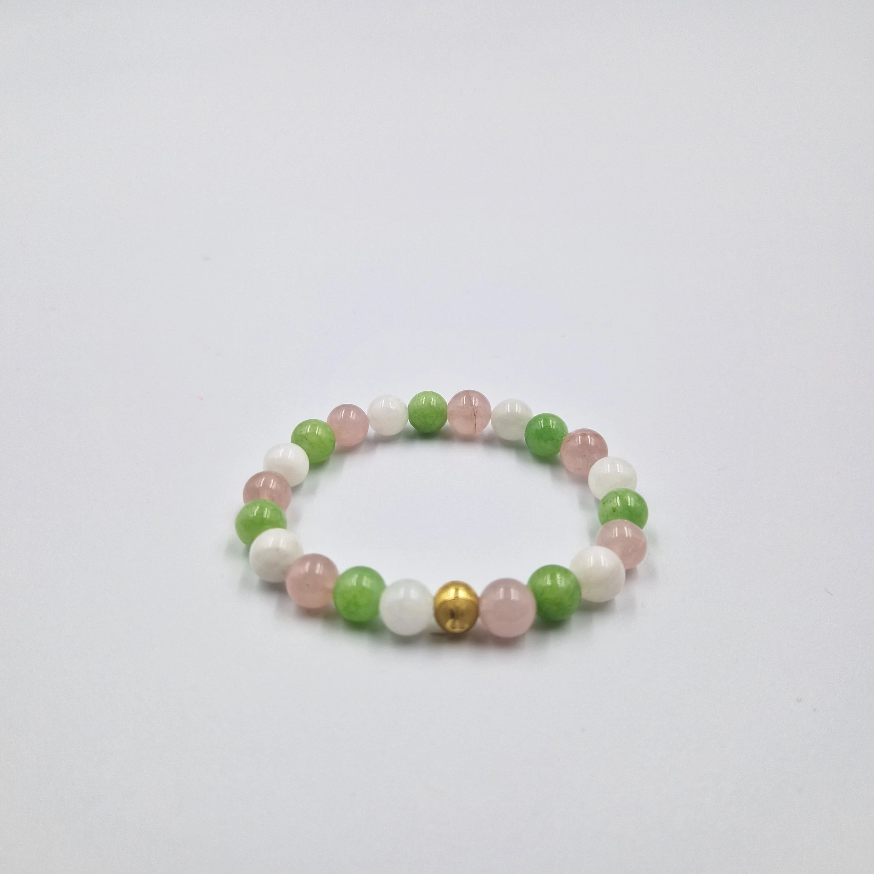 Bracelet AMOUR en Quartz rose, Jade verte et Pierre de lune - Image 3