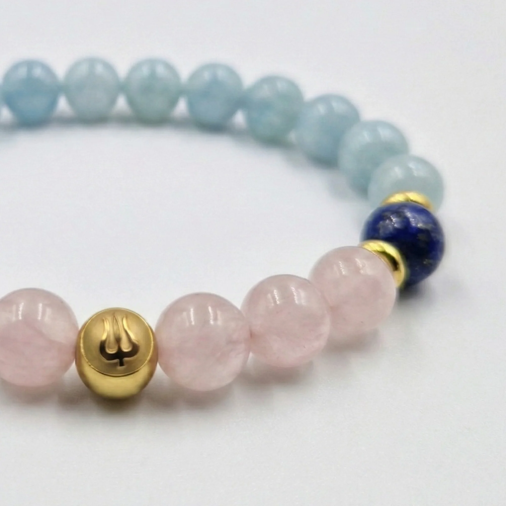 Bracelet ANGINE en Quartz rose, Lapis-Lazuli, Aigue-Marine - Image 2