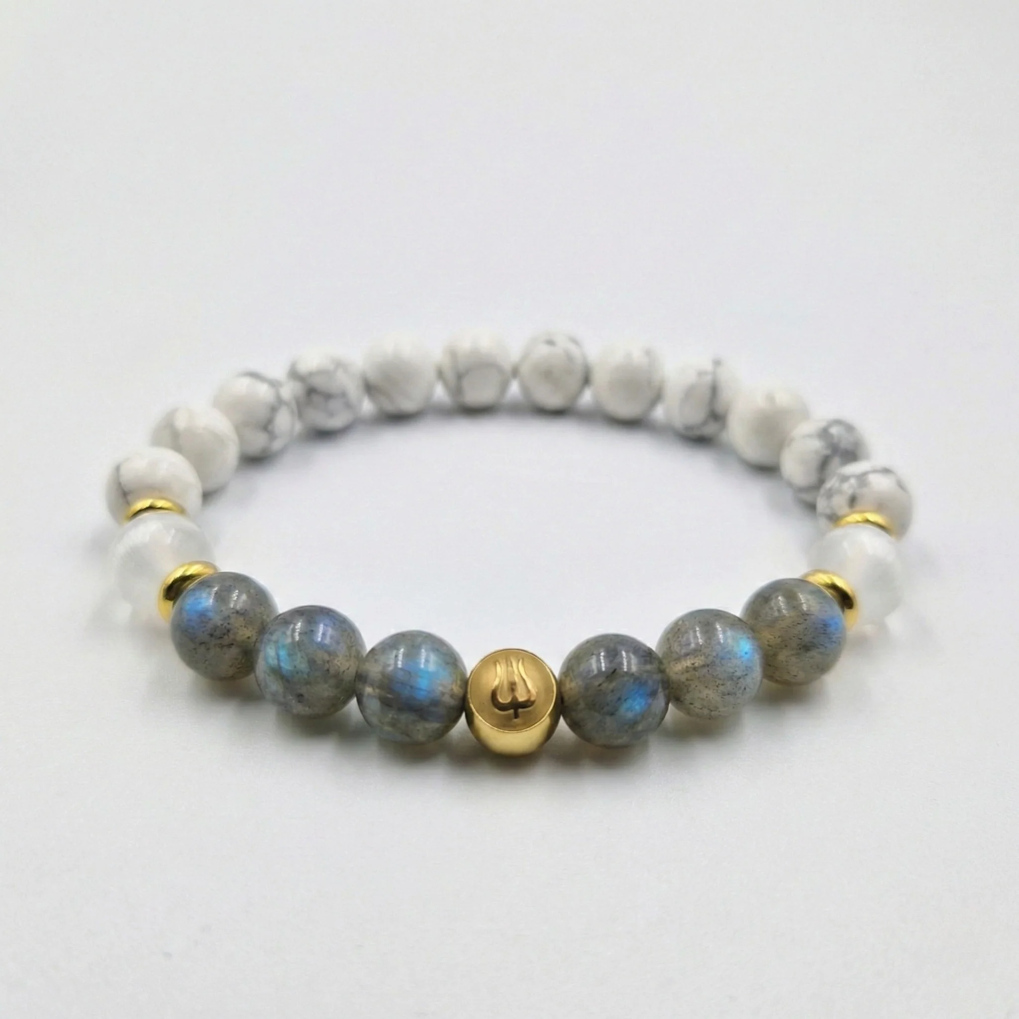 Bracelet ANGOISSES en Labradorite, Sélénite, Howlite