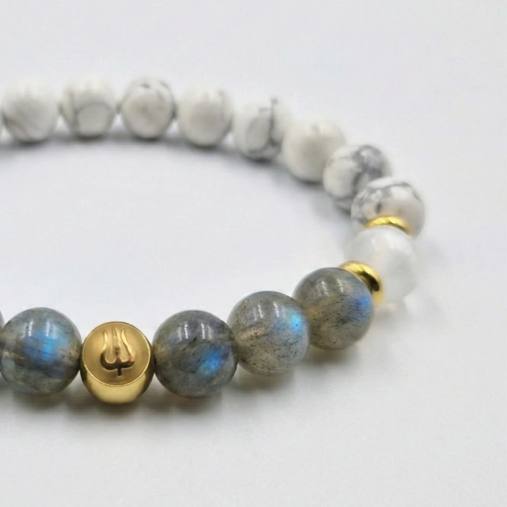 Bracelet ANGOISSES en Labradorite, Sélénite, Howlite - Image 2