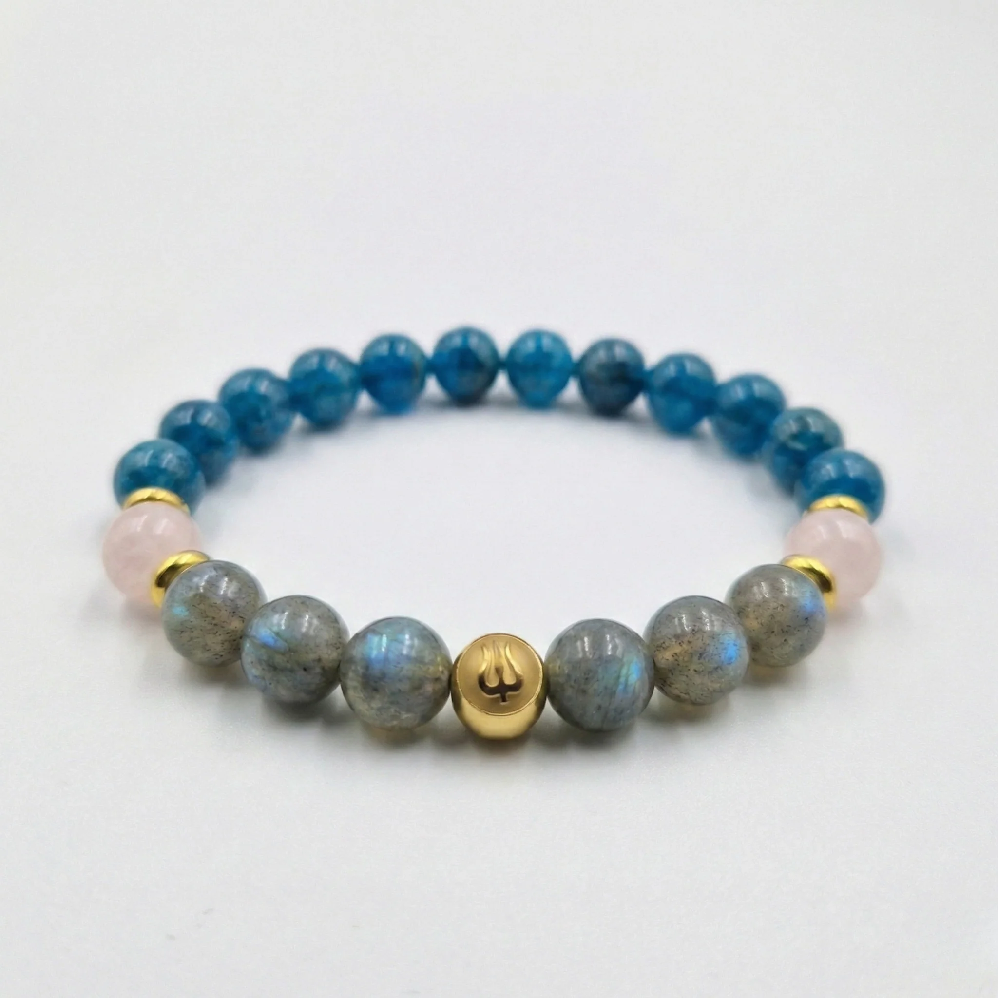 Bracelet ANOREXIE en Quartz Rose, Labradorite, Apatite Bleue