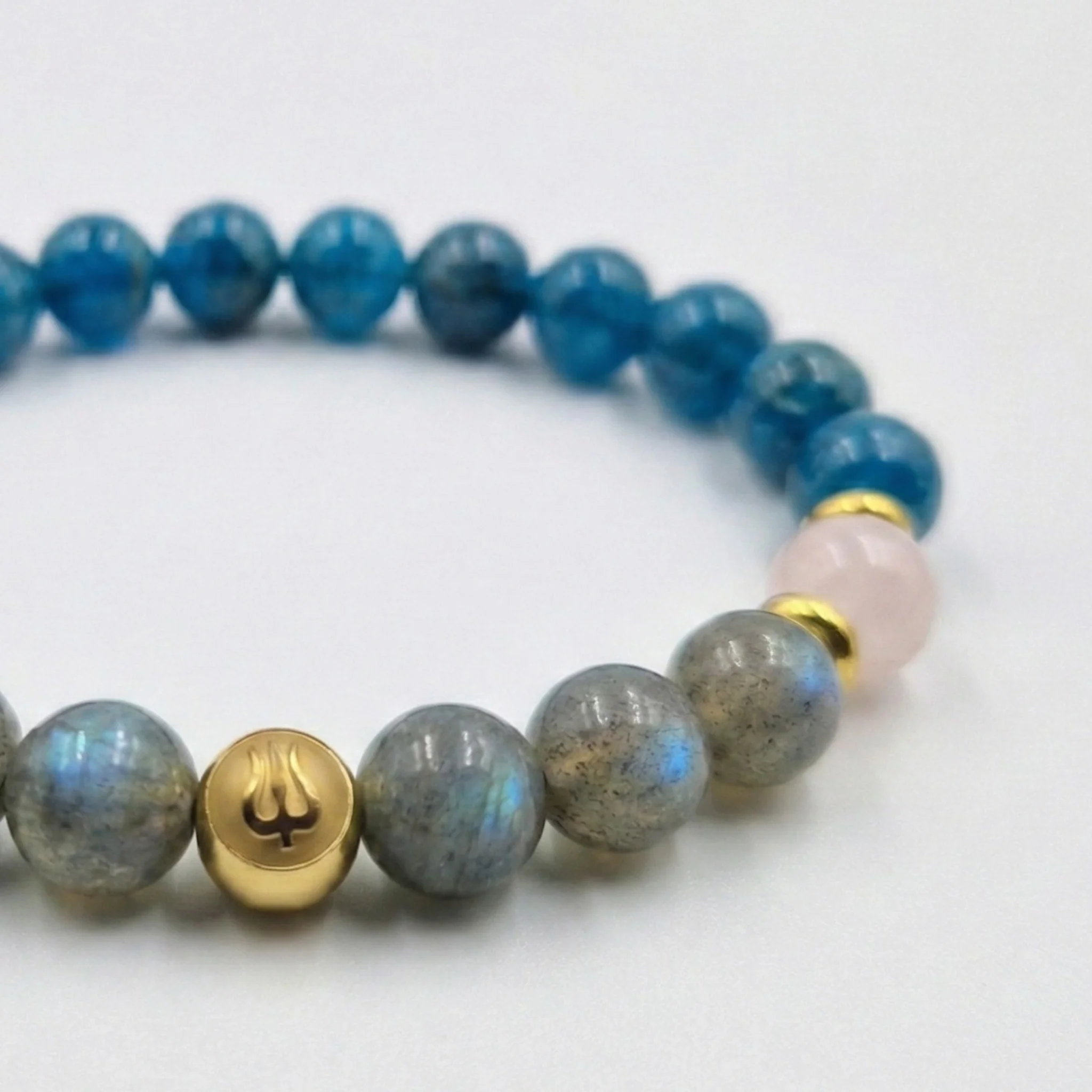 Bracelet ANOREXIE en Quartz Rose, Labradorite, Apatite Bleue - Image 2