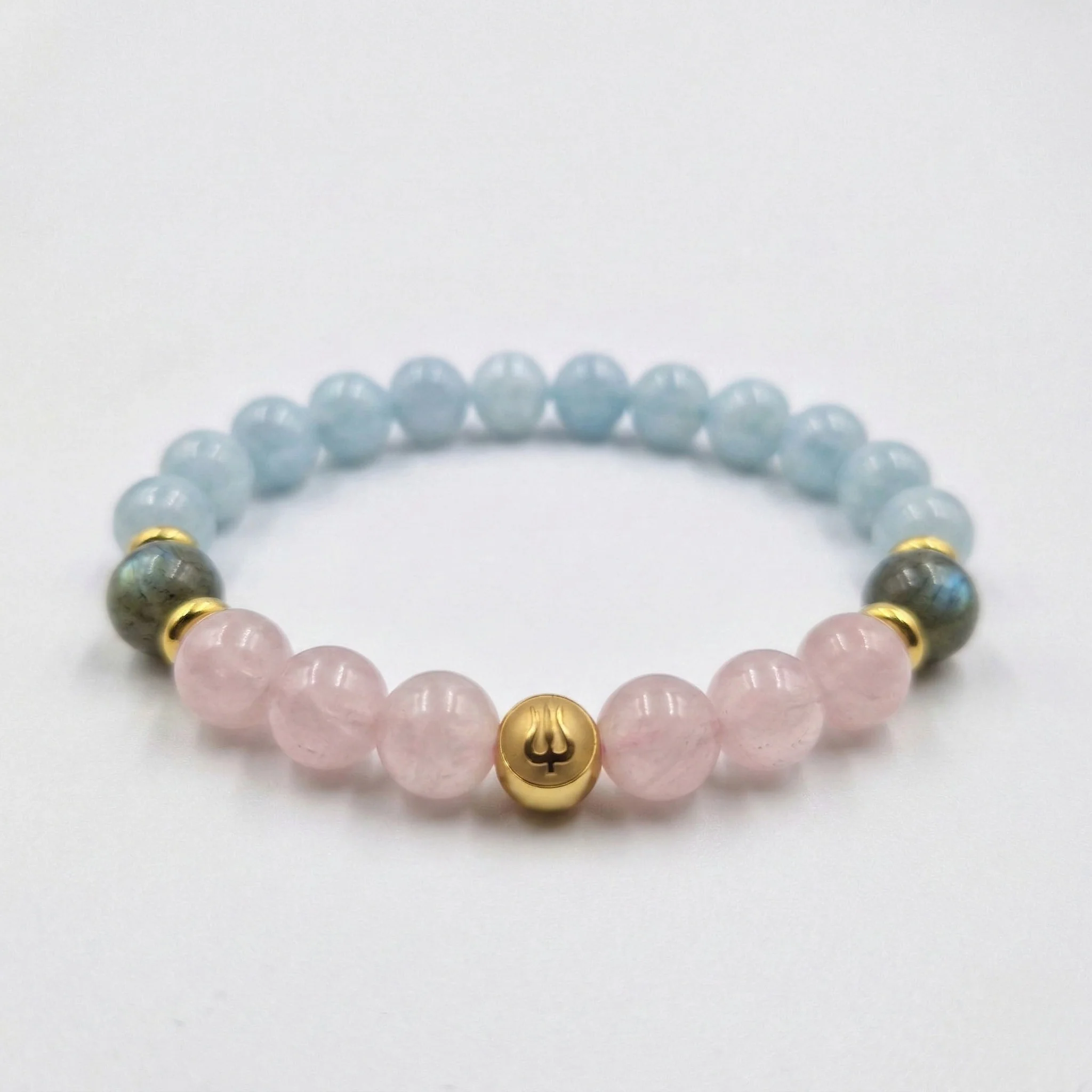 Bracelet ASTHME en Quartz Rose, Labradorite, Aigue-Marine