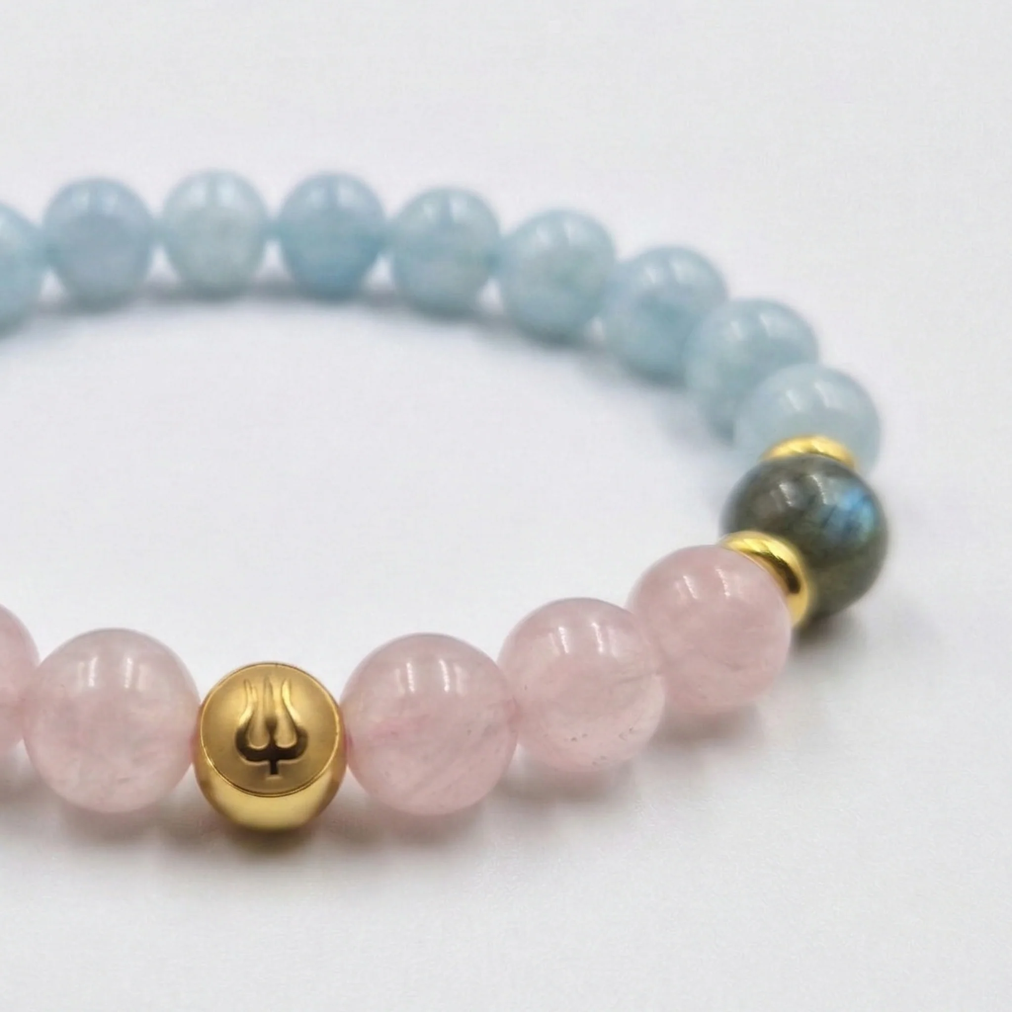 Bracelet ASTHME en Quartz Rose, Labradorite, Aigue-Marine - Image 2