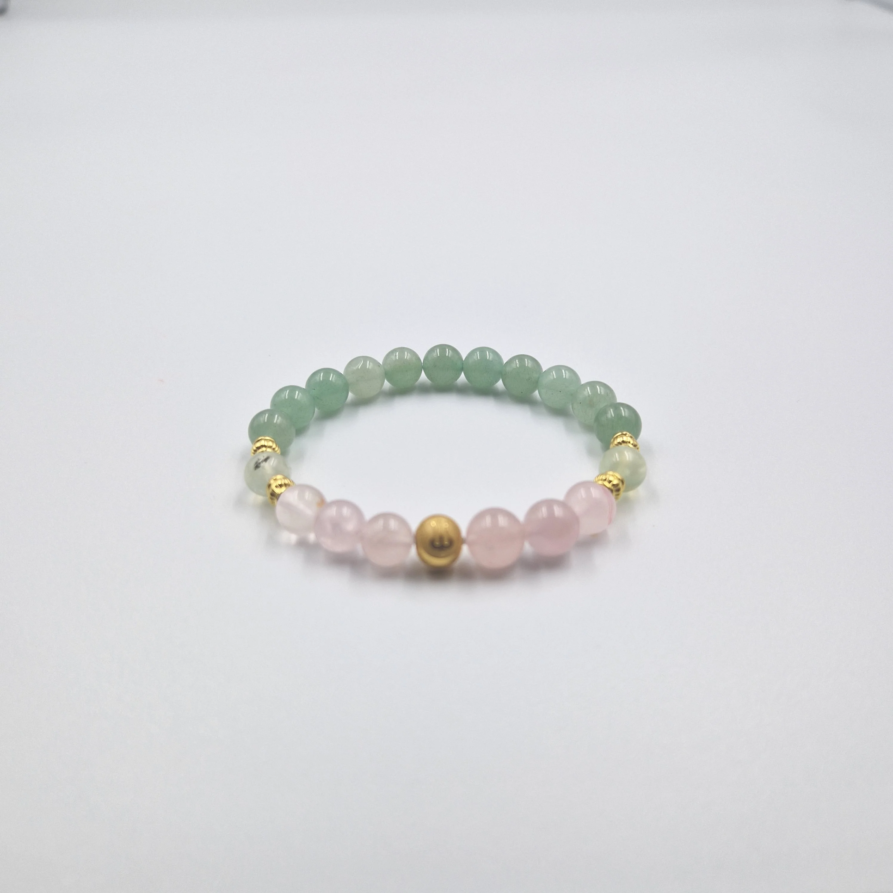 Bracelet Balance en Aventurine verte, Quartz rose et Préhnite - Image 3