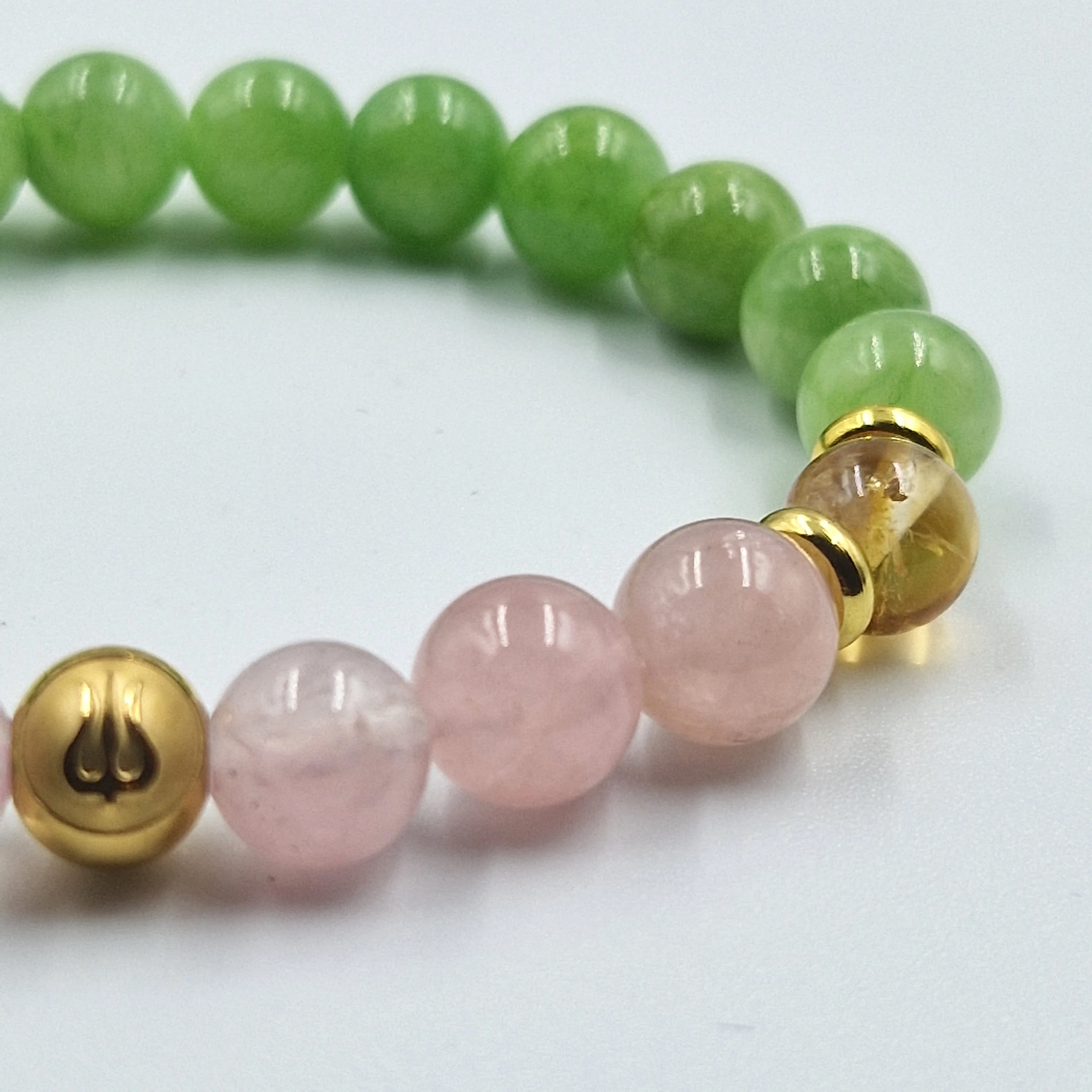 Bracelet Balance Année 2024 en Quartz rose, Citrine et Jade vert - Image 2