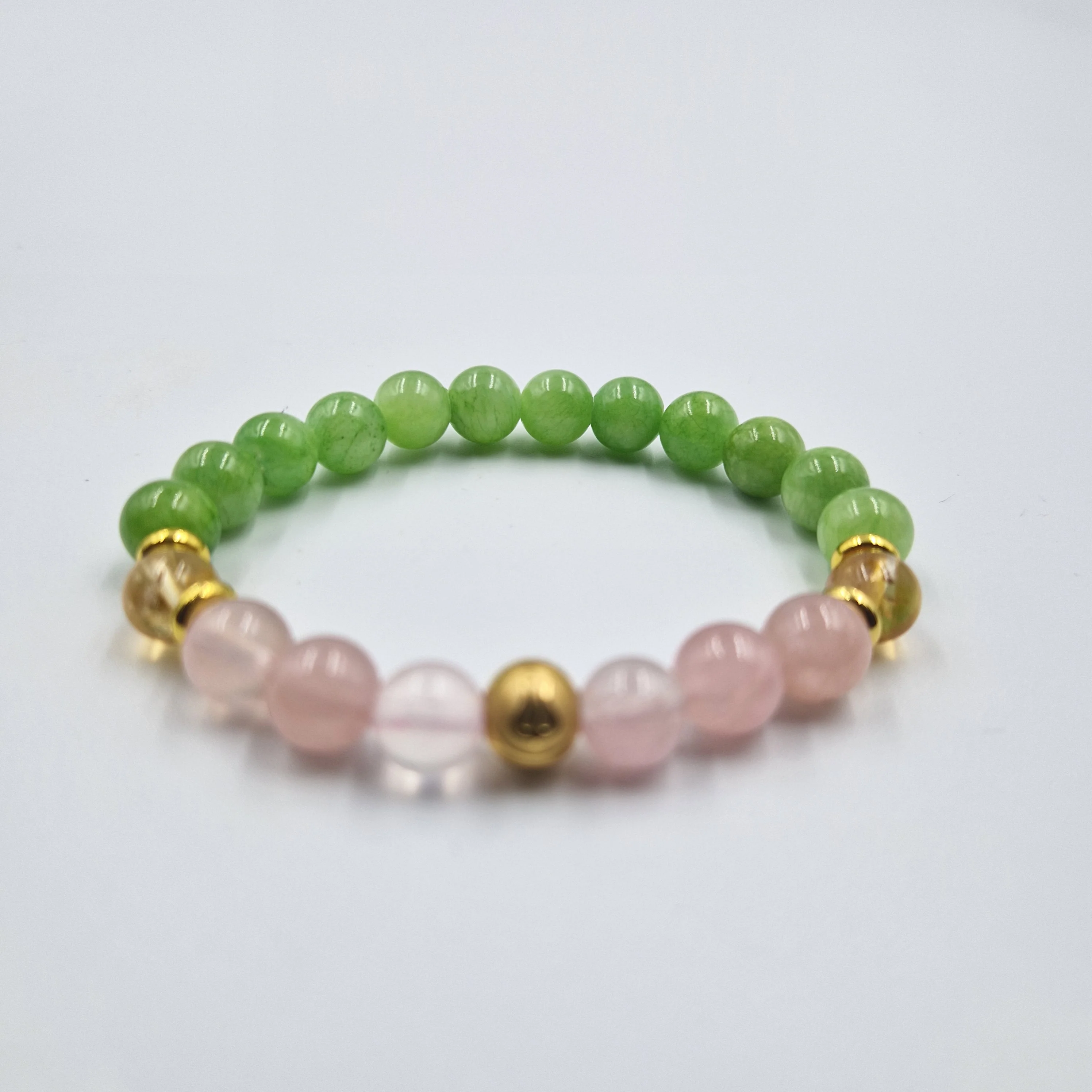Bracelet Balance Année 2024 en Quartz rose, Citrine et Jade vert - Image 3