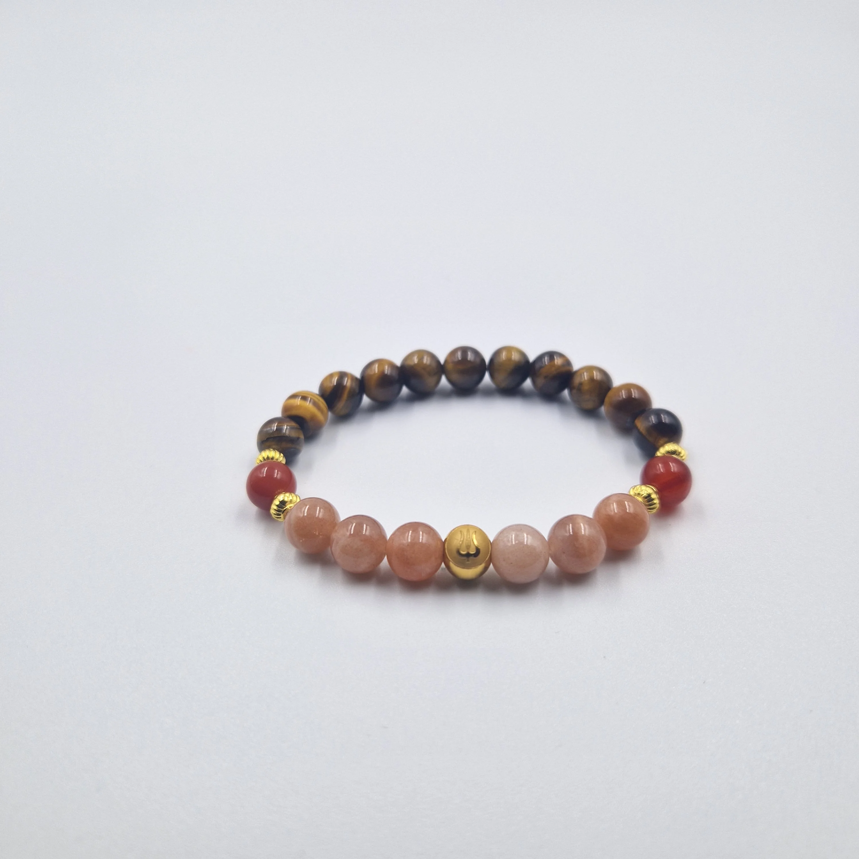 Bracelet Balance en Oeil de tigre, Pierre de soleil et Cornaline