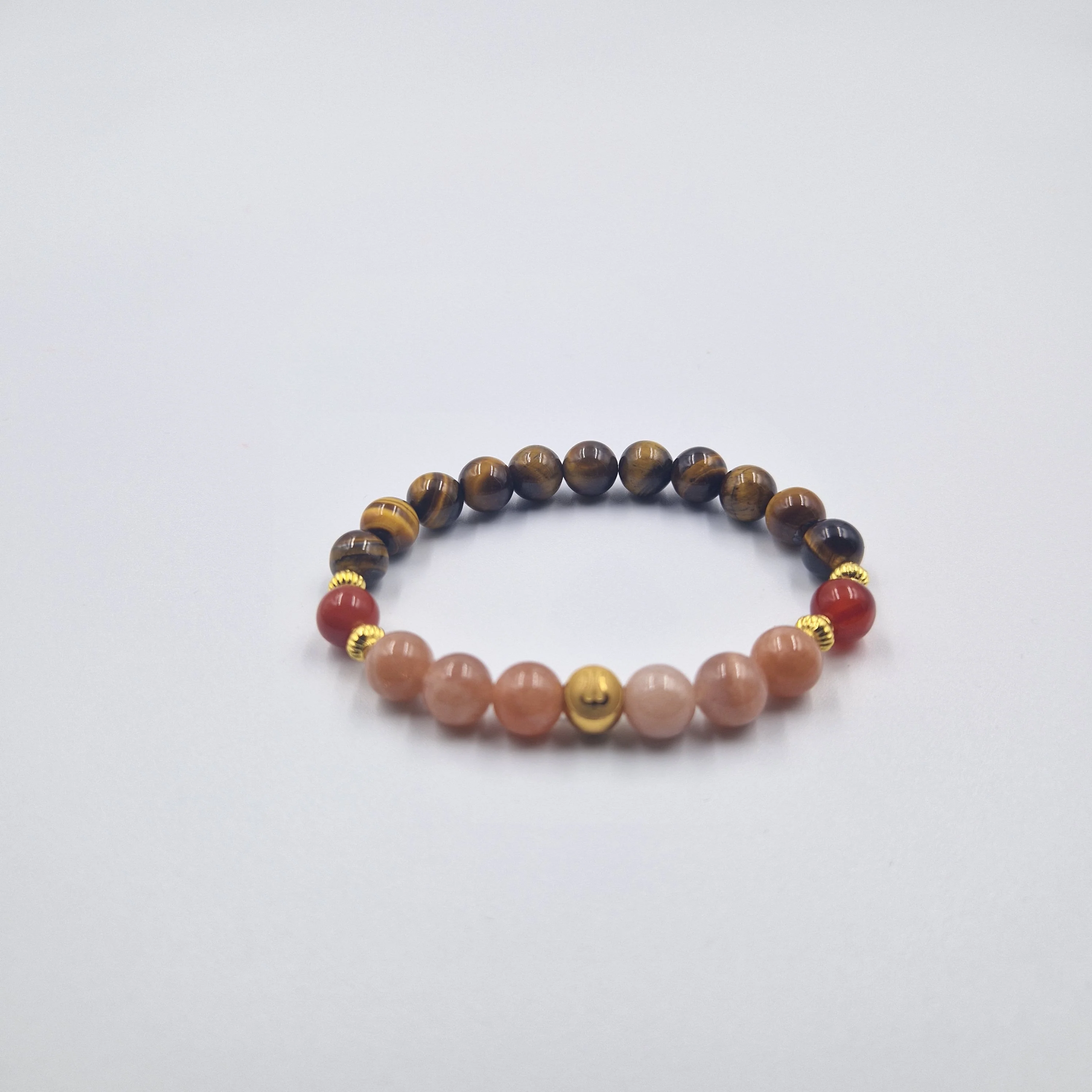 Bracelet Balance en Oeil de tigre, Pierre de soleil et Cornaline - Image 3