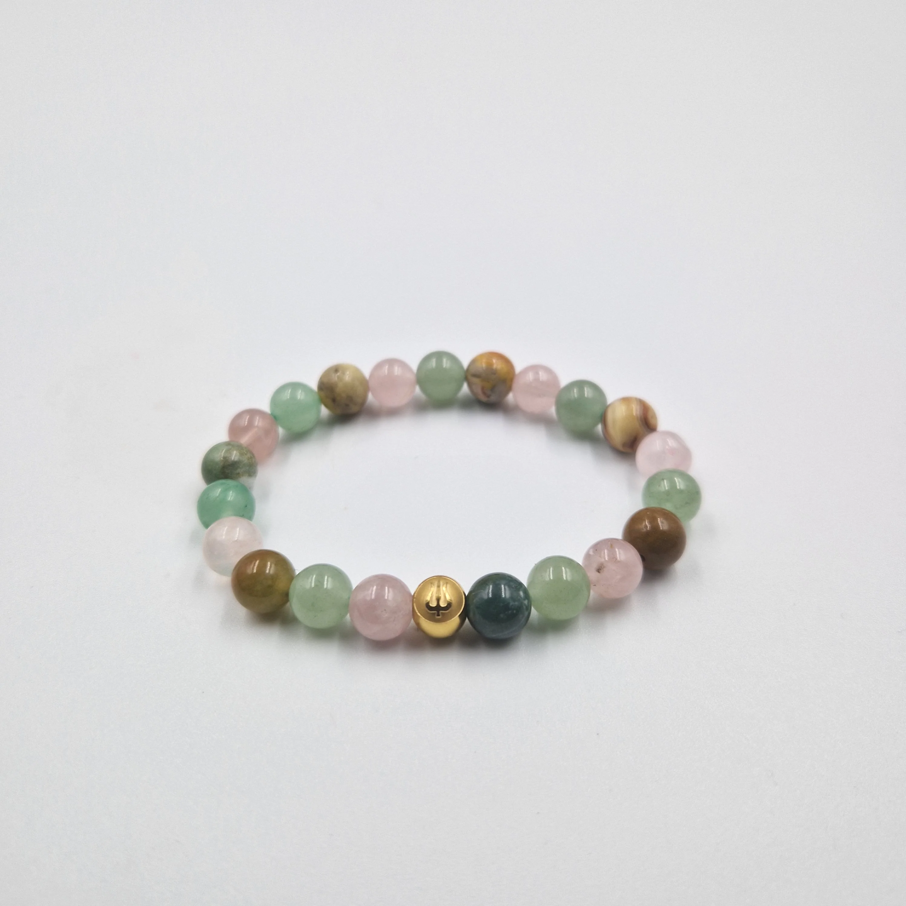 Bracelet BEBE en Jaspe océan, Quartz rose et Aventurine verte