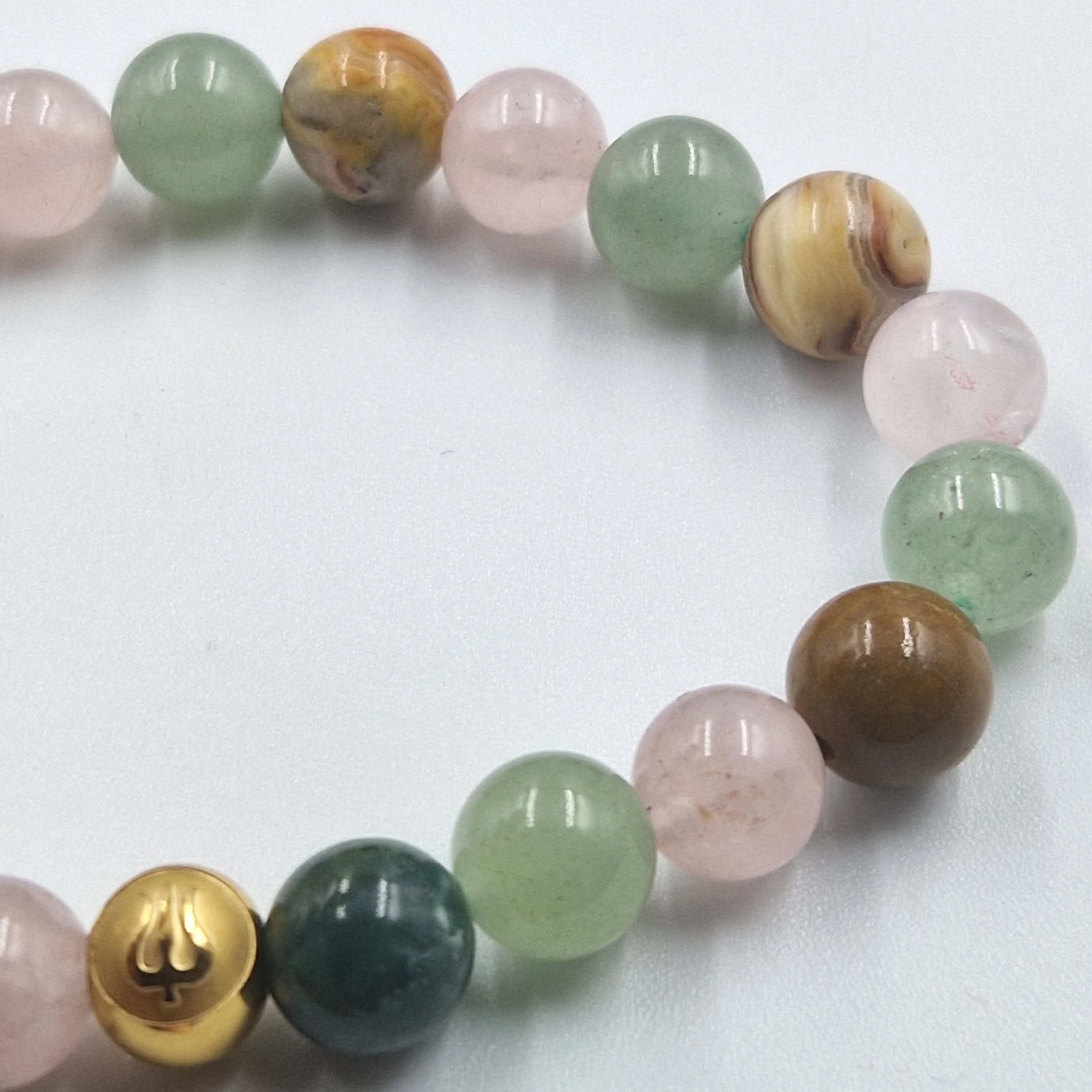Bracelet BEBE en Jaspe océan, Quartz rose et Aventurine verte - Image 2