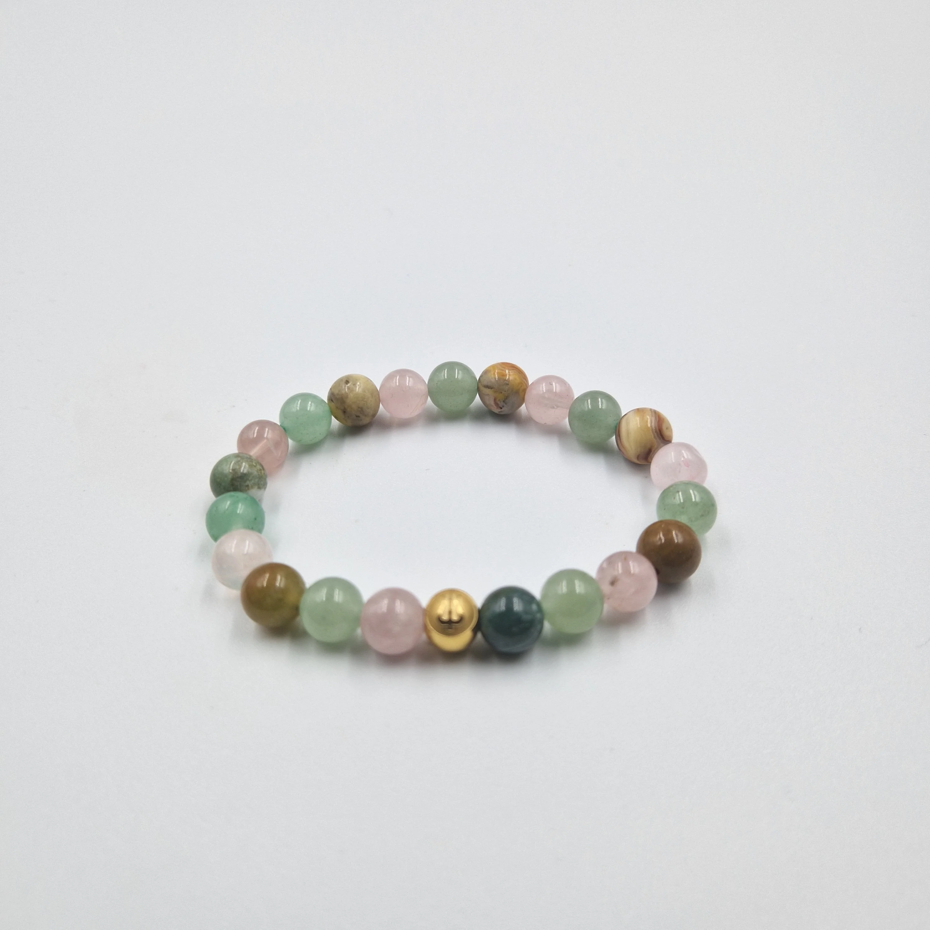 Bracelet BEBE en Jaspe océan, Quartz rose et Aventurine verte - Image 3