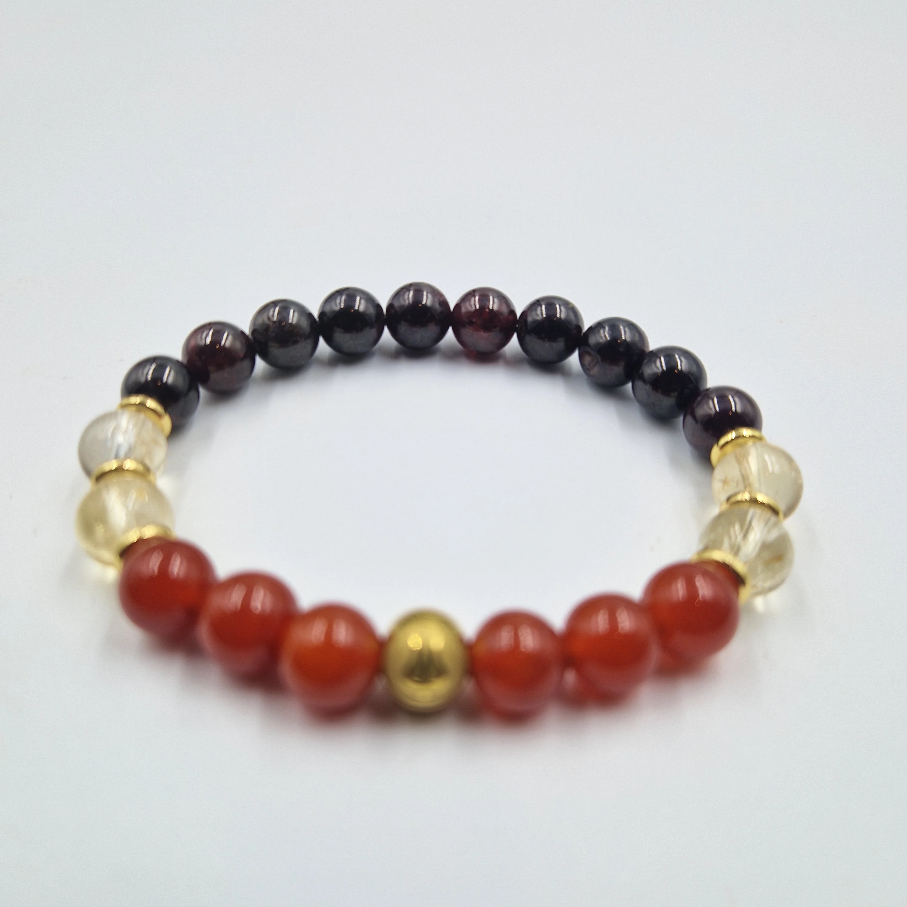Bracelet Bélier Année 2025 en Cornaline, Citrine et Grenat - Image 3