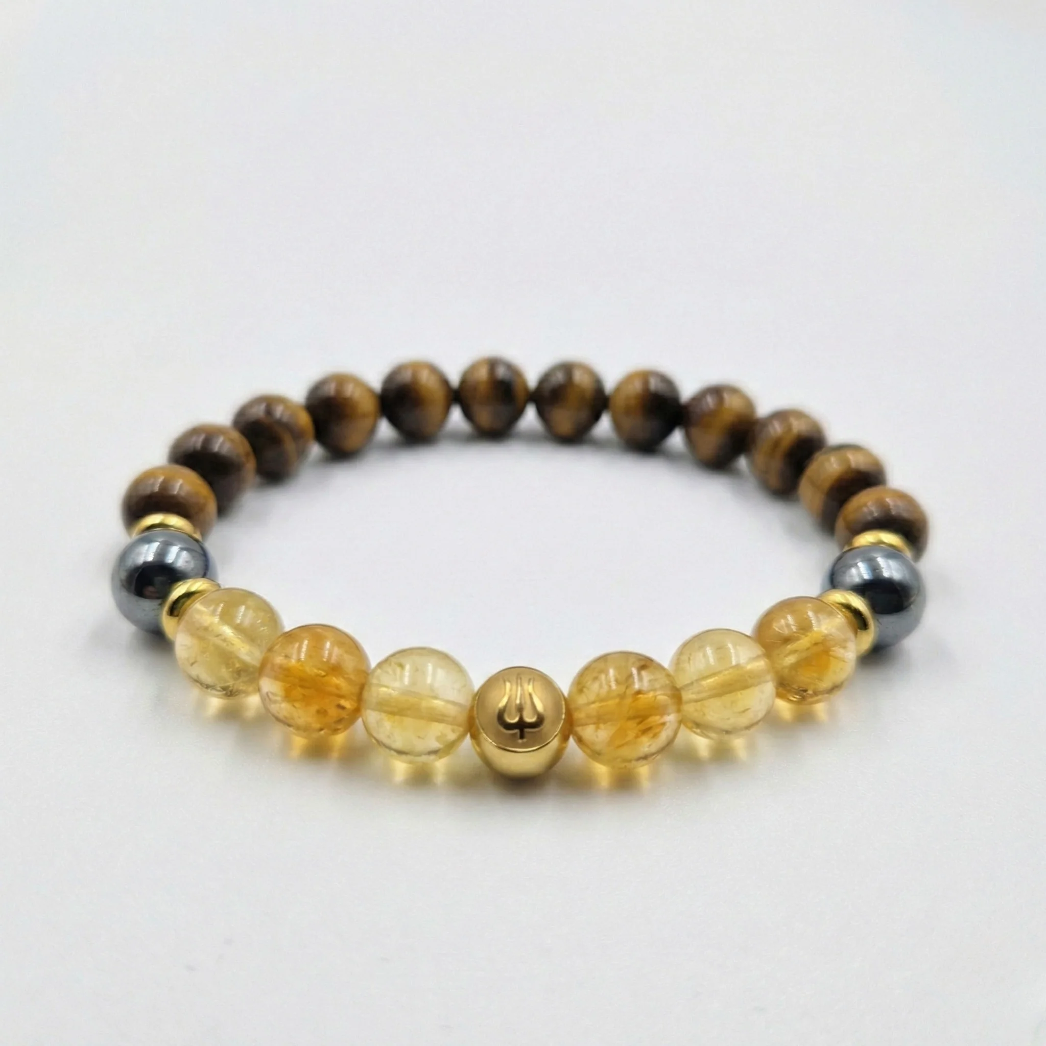 Bracelet Bélier Année 2026 en Citrine, Hématite et Oeil de Tigre