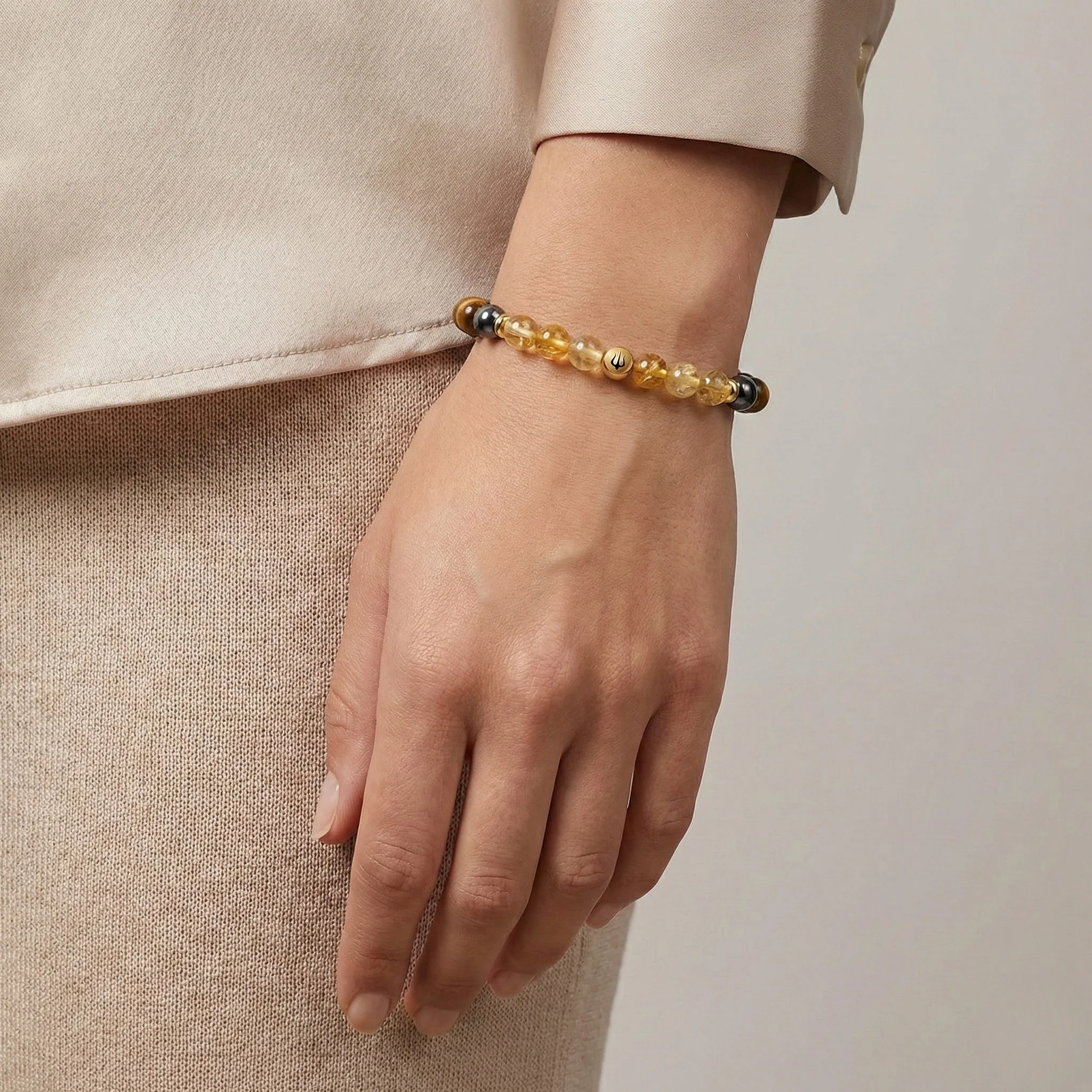 Bracelet Bélier Année 2026 en Citrine, Hématite et Oeil de Tigre - Image 3
