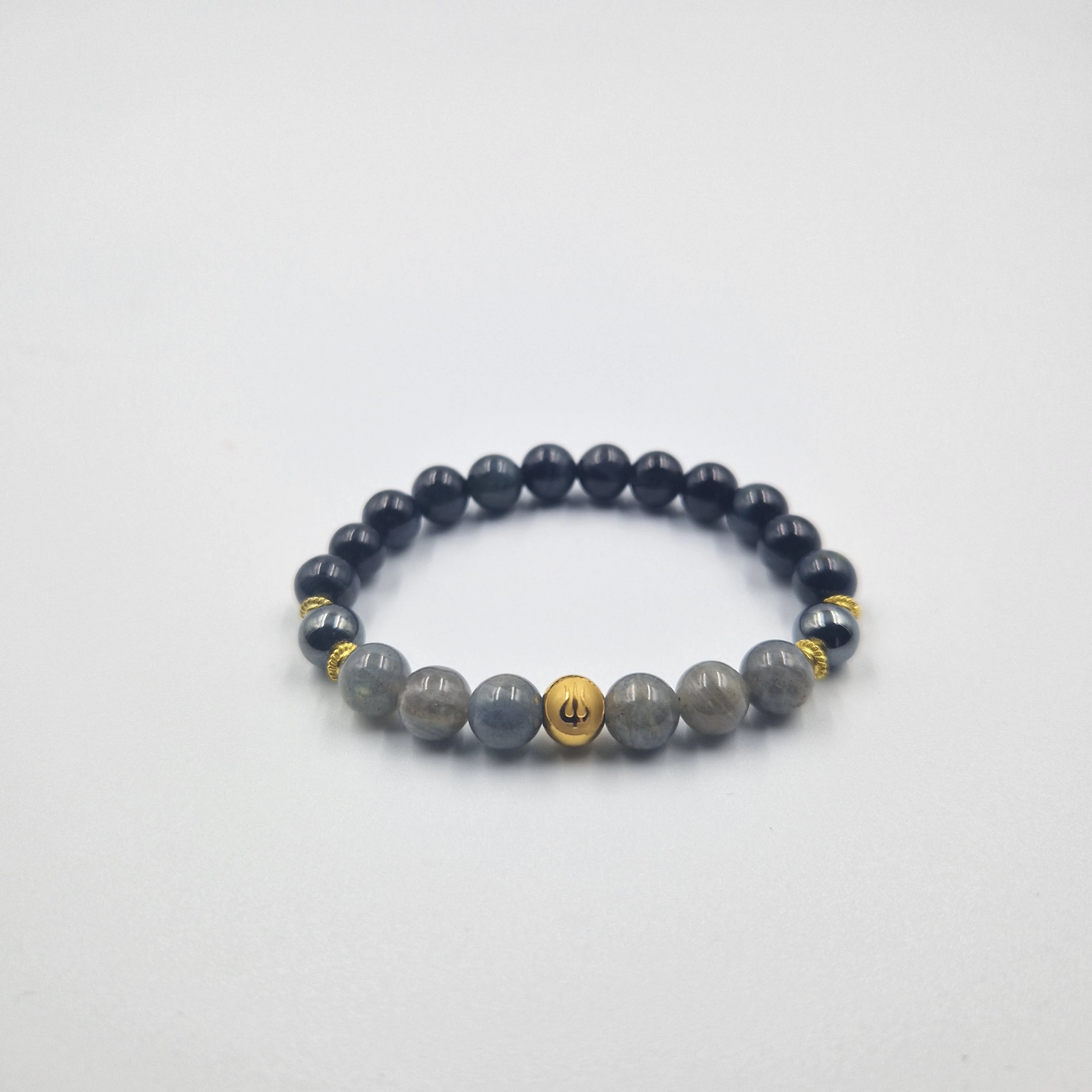 Bracelet Bélier en Œil de faucon, Labradorite et Hématite