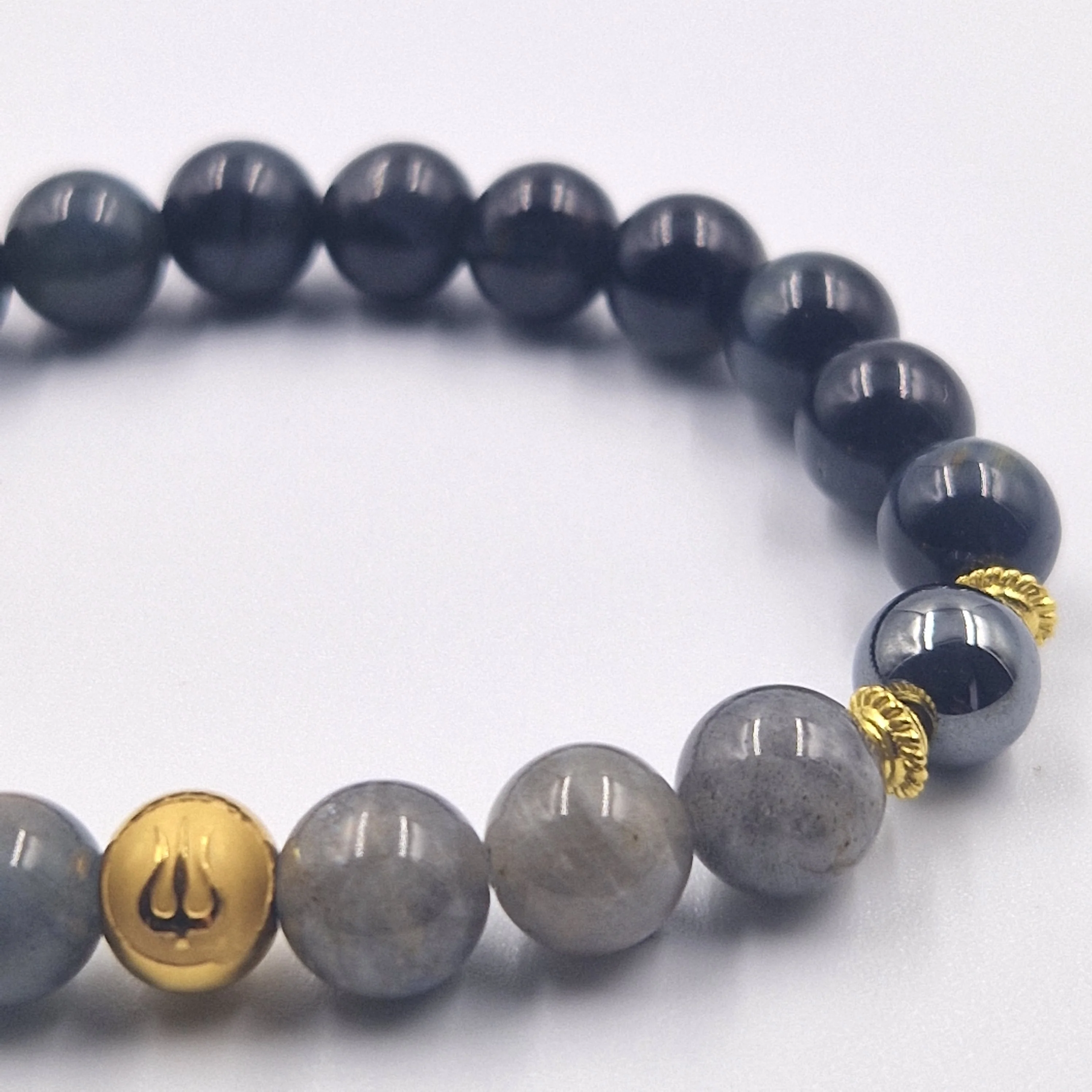 Bracelet Bélier en Œil de faucon, Labradorite et Hématite - Image 2