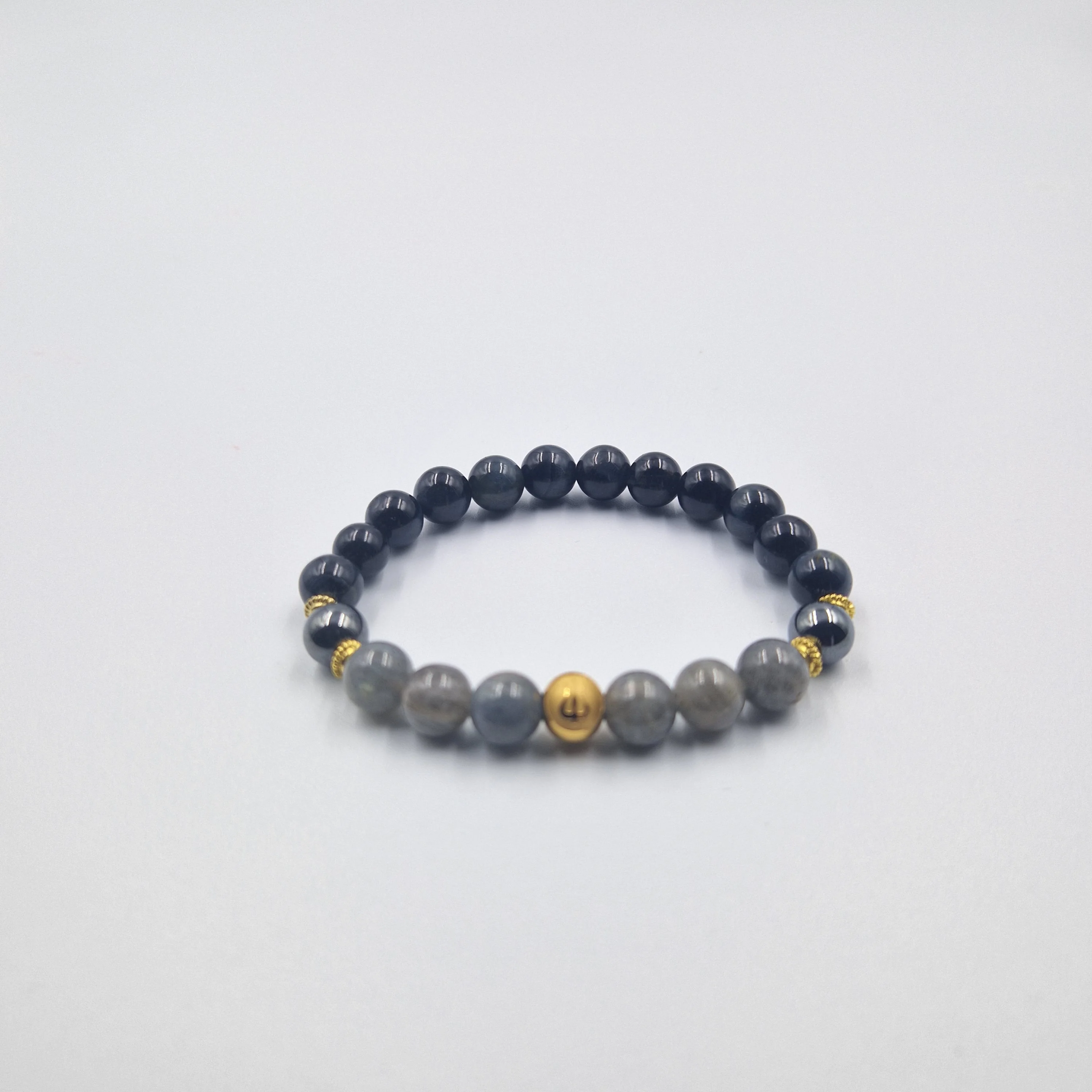 Bracelet Bélier en Œil de faucon, Labradorite et Hématite - Image 3