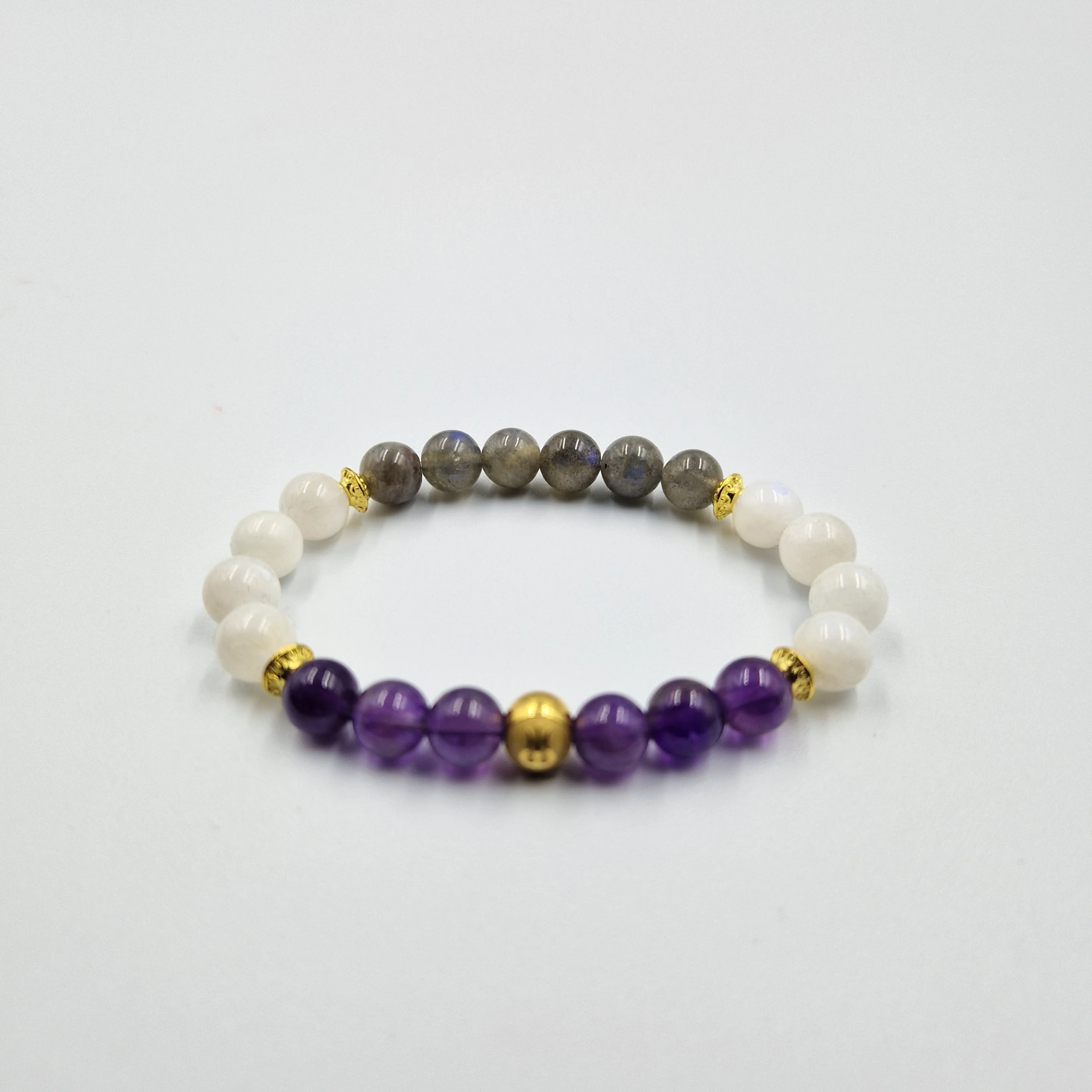 Bracelet Bélier en Pierre de lune blanche, Labradorite et Améthyste - Image 3