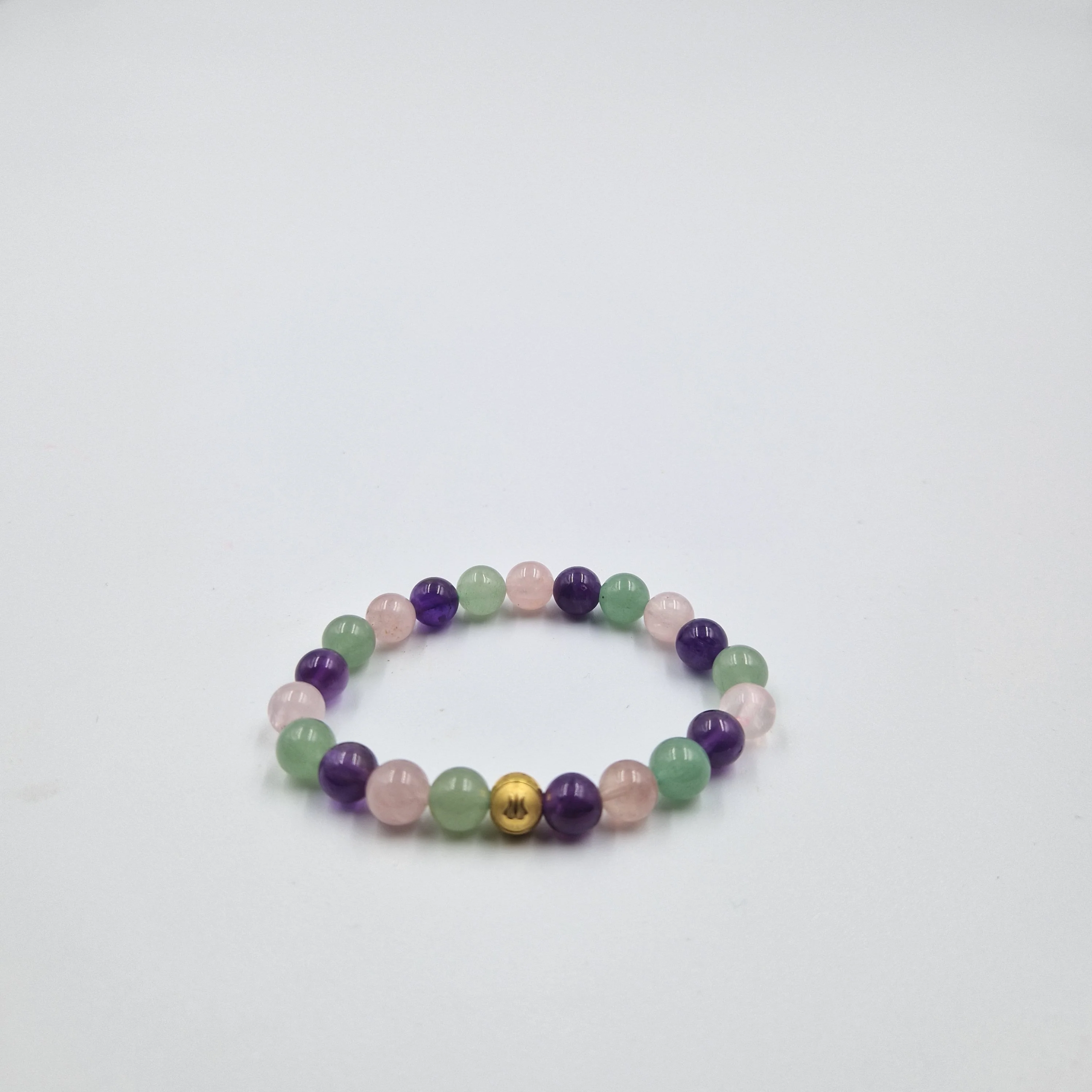 Bracelet BONHEUR en Améthyste, Quartz Rose et Aventurine verte - Image 3