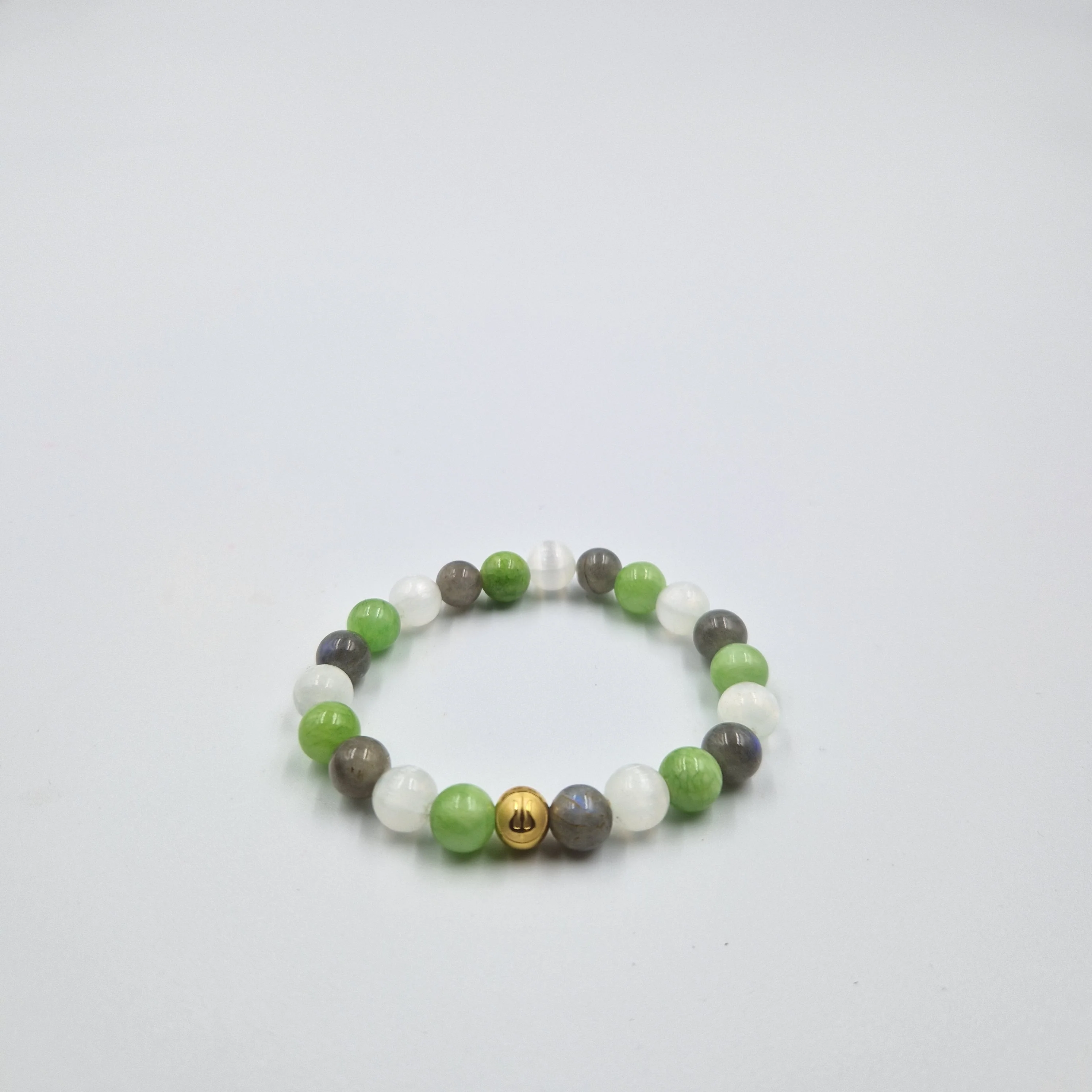Bracelet BONNES ONDES en Jade vert, Sélénite et Labradorite
