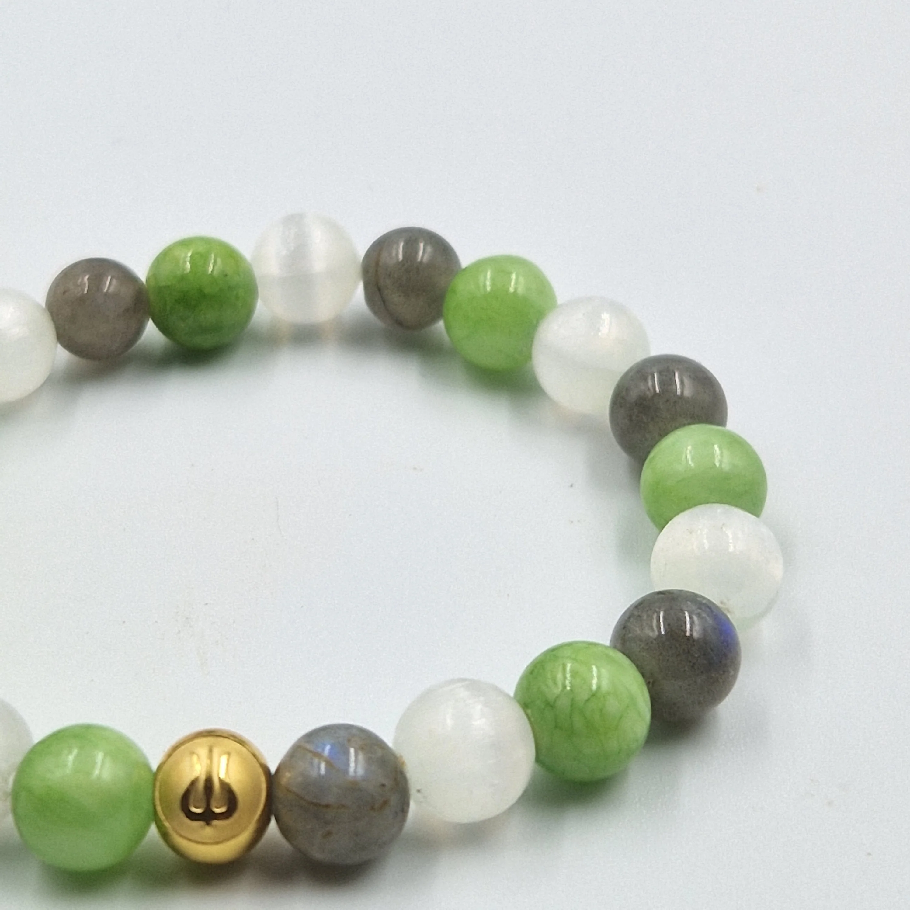 Bracelet BONNES ONDES en Jade vert, Sélénite et Labradorite - Image 2