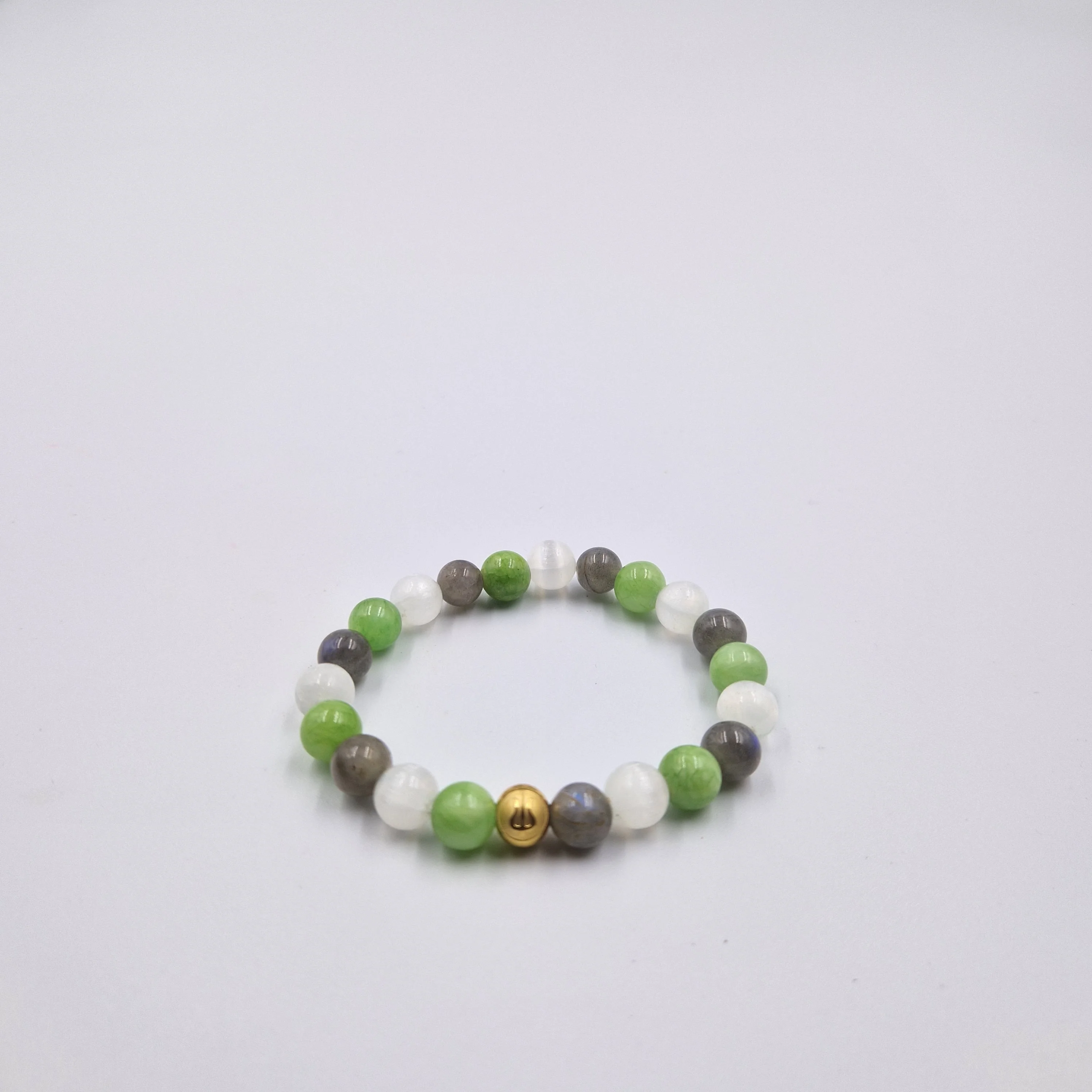 Bracelet BONNES ONDES en Jade vert, Sélénite et Labradorite - Image 3