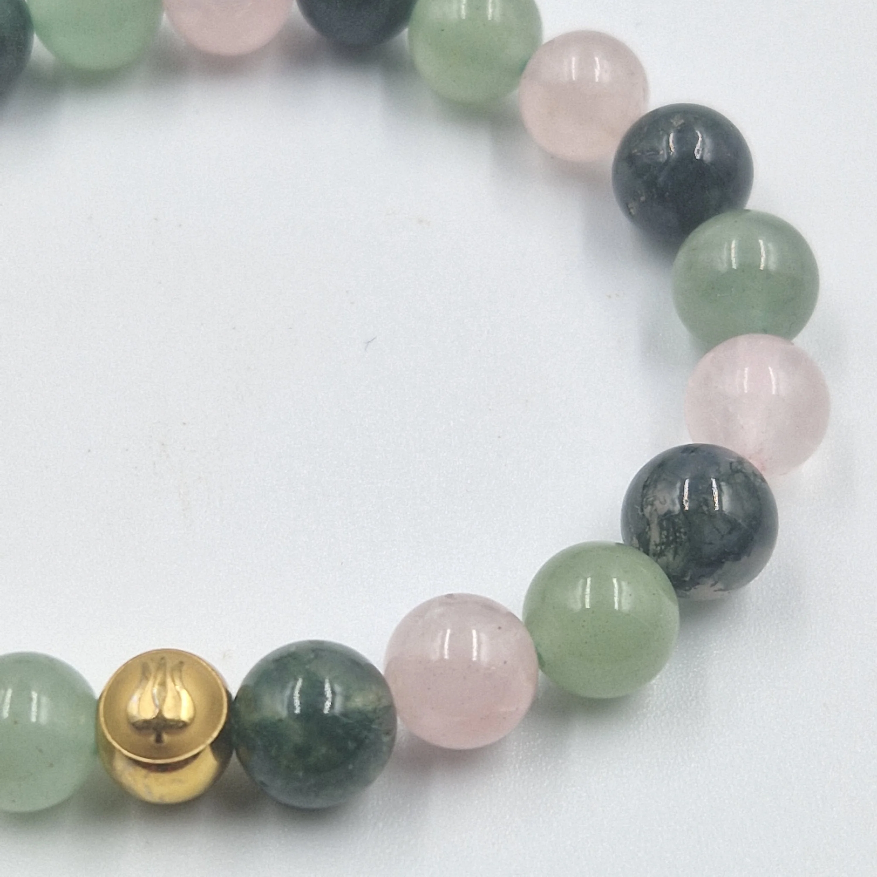 Bracelet CALME en Agate mousse, Quartz rose et Aventurine verte - Image 2