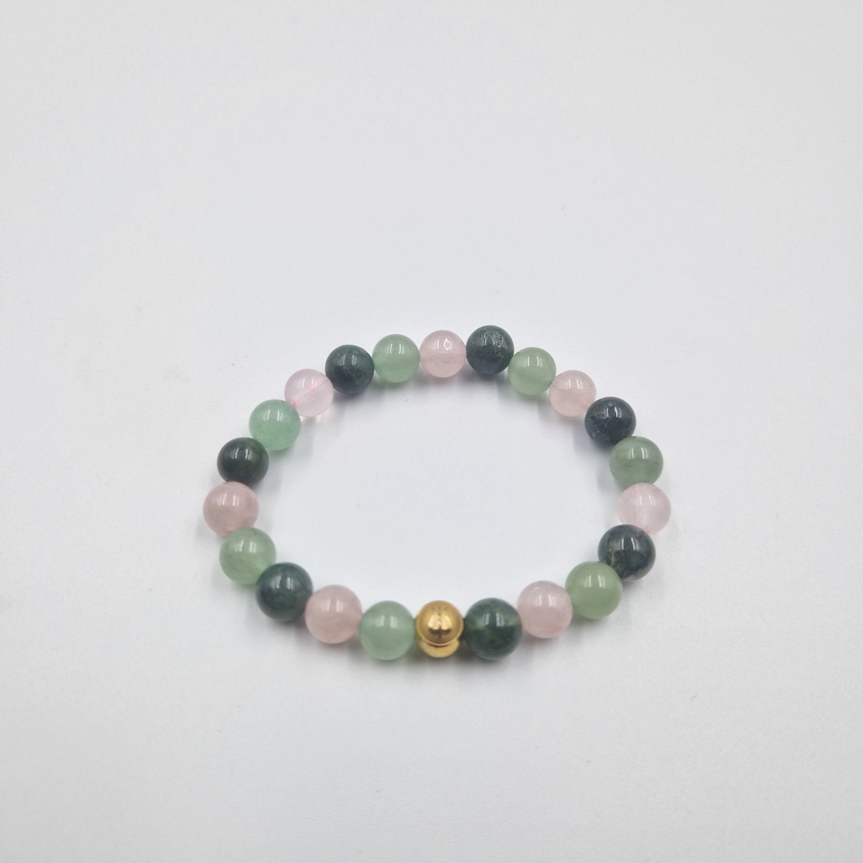 Bracelet CALME en Agate mousse, Quartz rose et Aventurine verte - Image 3