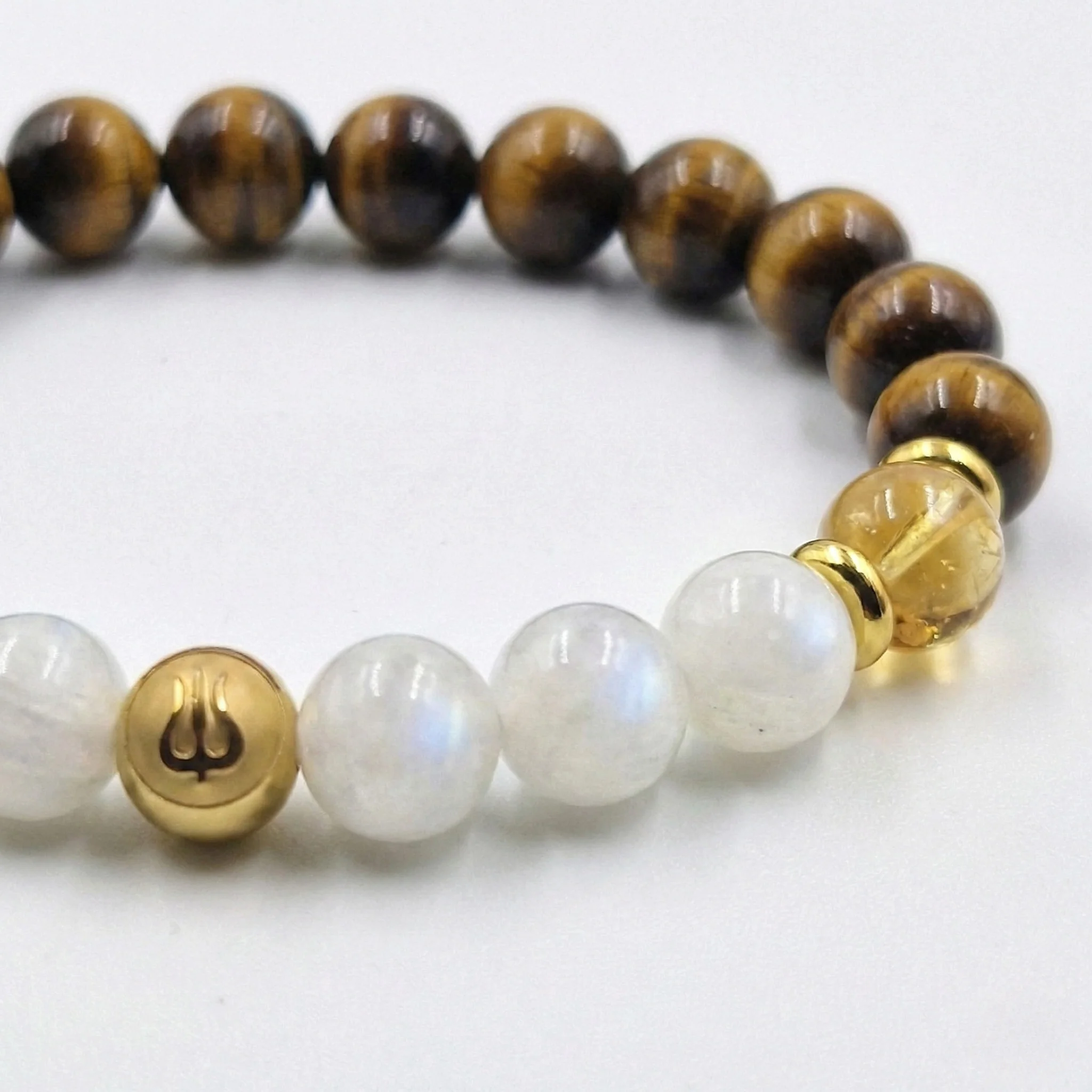 Bracelet Cancer Année 2026 en Pierre de lune Blanche, Citrine et Oeil de Tigre - Image 2