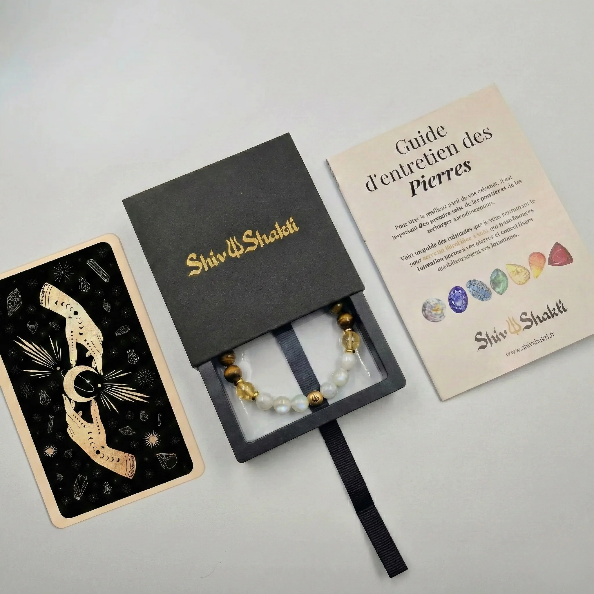 Bracelet Cancer Année 2026 en Pierre de lune Blanche, Citrine et Oeil de Tigre - Image 3
