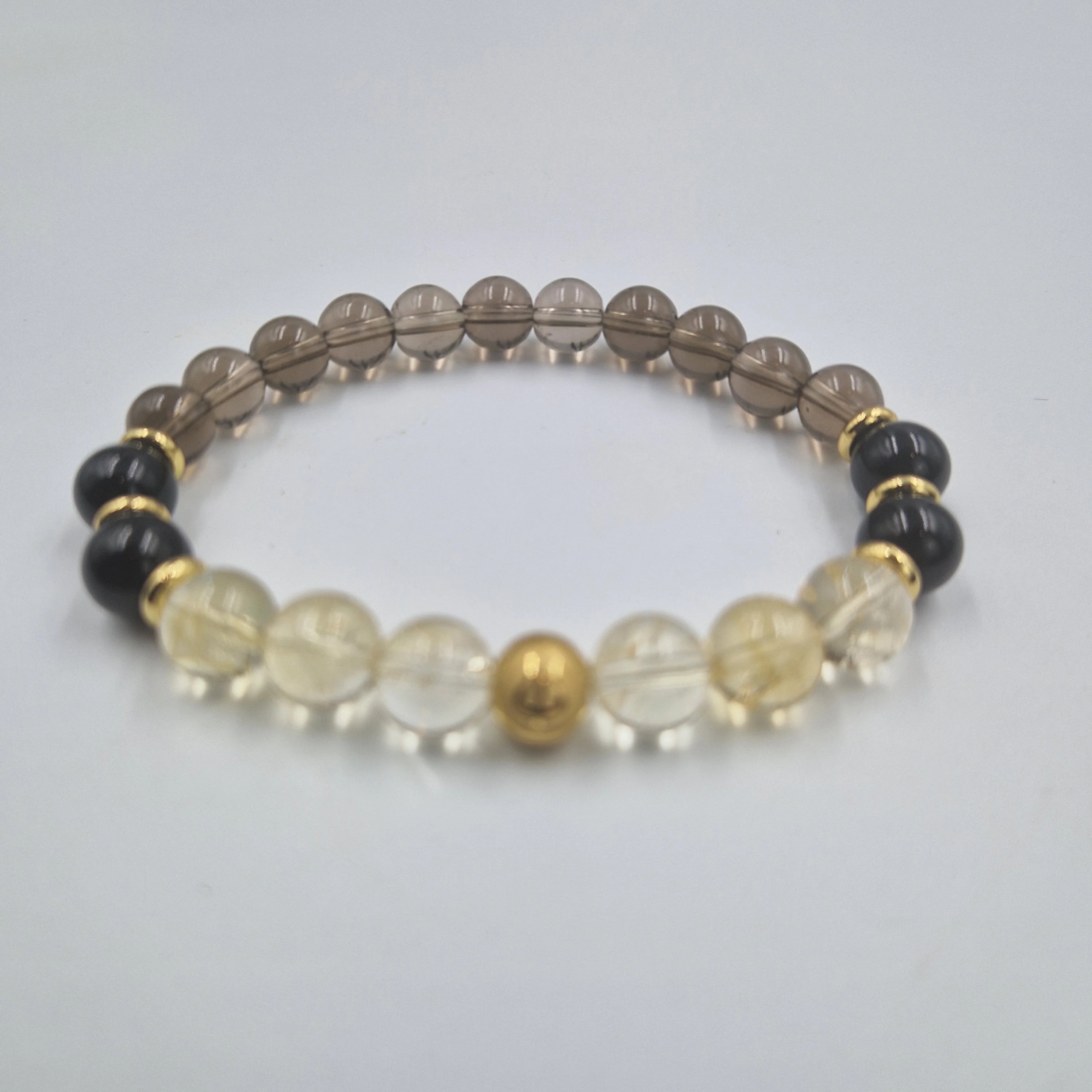 Bracelet Capricorne Année 2025 en  Citrine, Onyx noir et Quartz fumé - Image 3