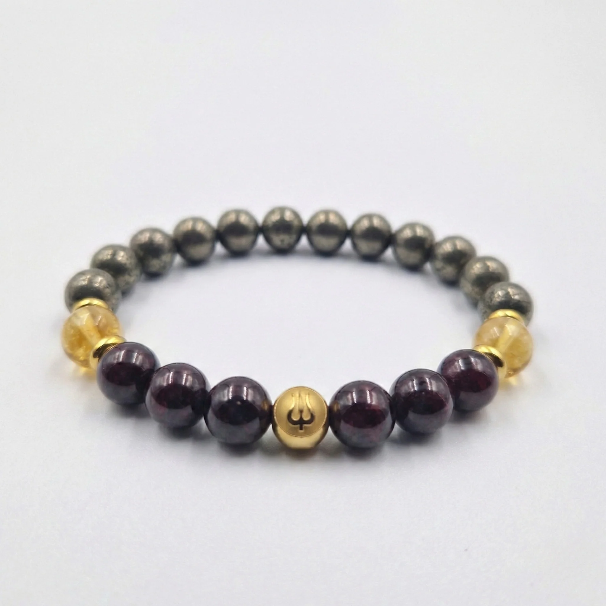 Bracelet Capricorne Année 2026 en Grenat , Citrine et Pyrite