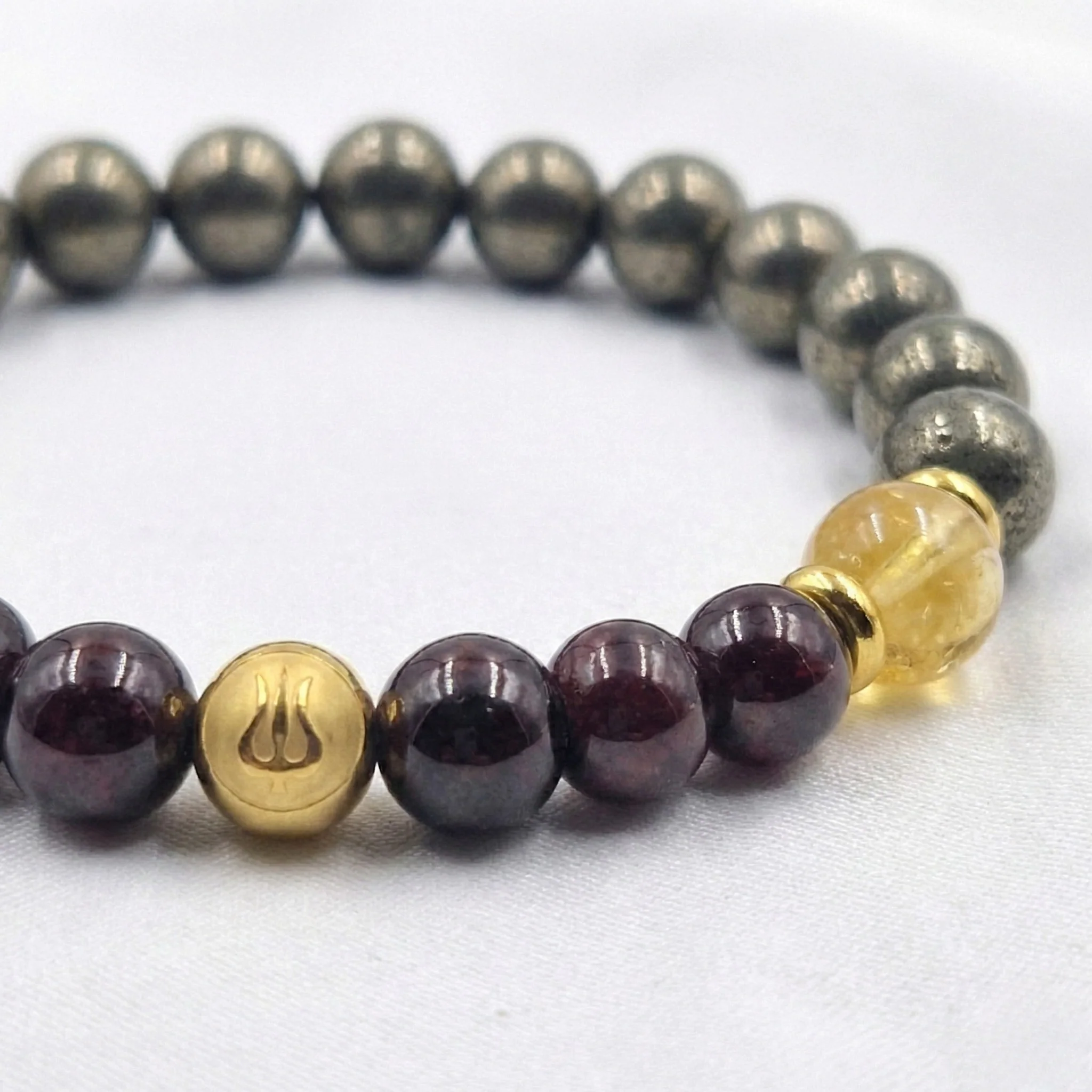 Bracelet Capricorne Année 2026 en Grenat , Citrine et Pyrite - Image 2