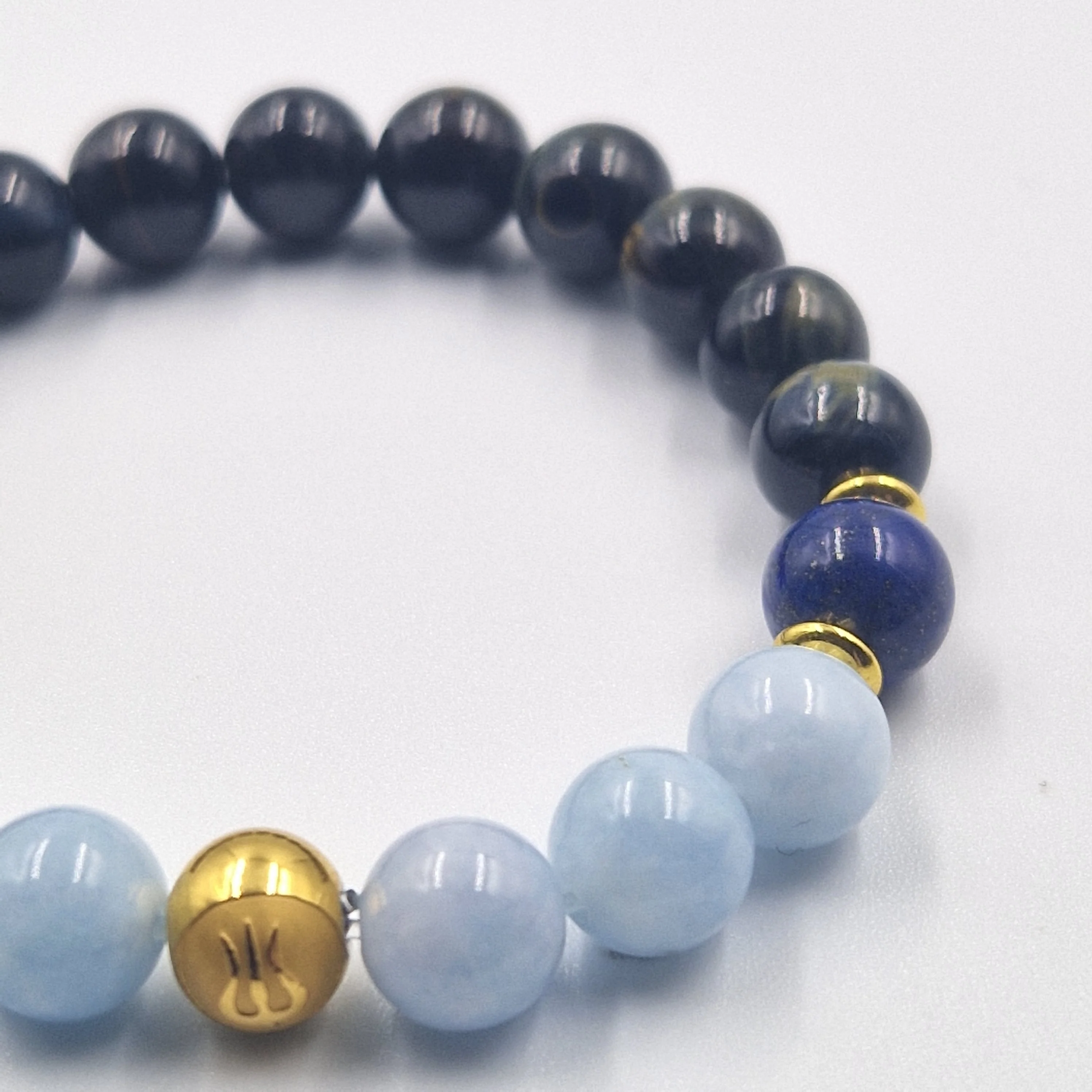Bracelet Capricorne en Œil de faucon, Aigue-marine et Lapis-lazuli - Image 2