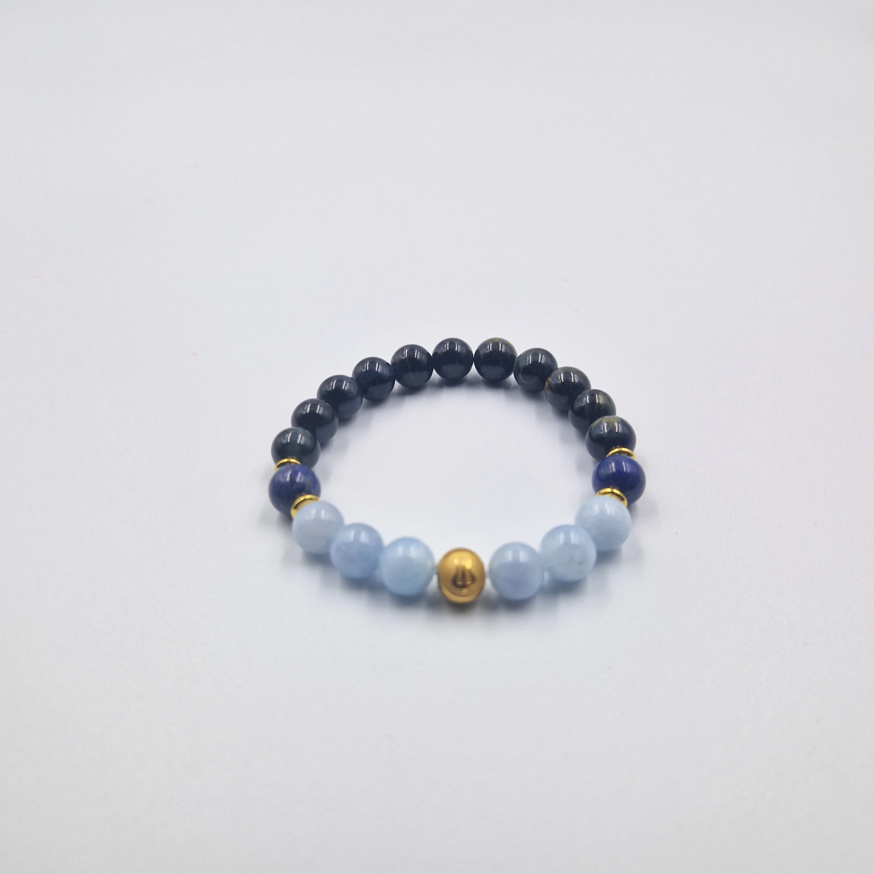 Bracelet Capricorne en Œil de faucon, Aigue-marine et Lapis-lazuli - Image 3