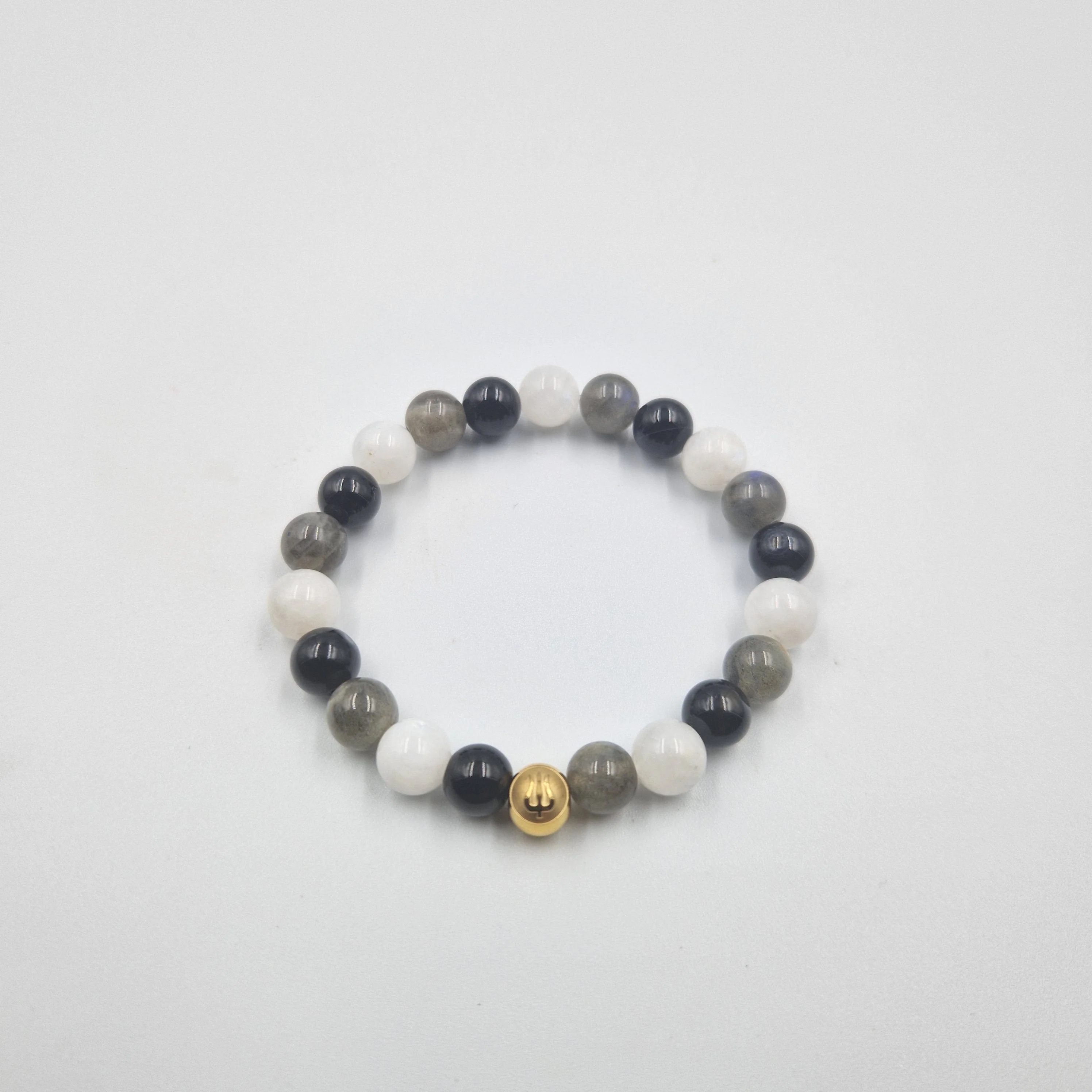 Bracelet CHAGRIN en Obsidienne noire, Pierre de lune blanche et Labradorite