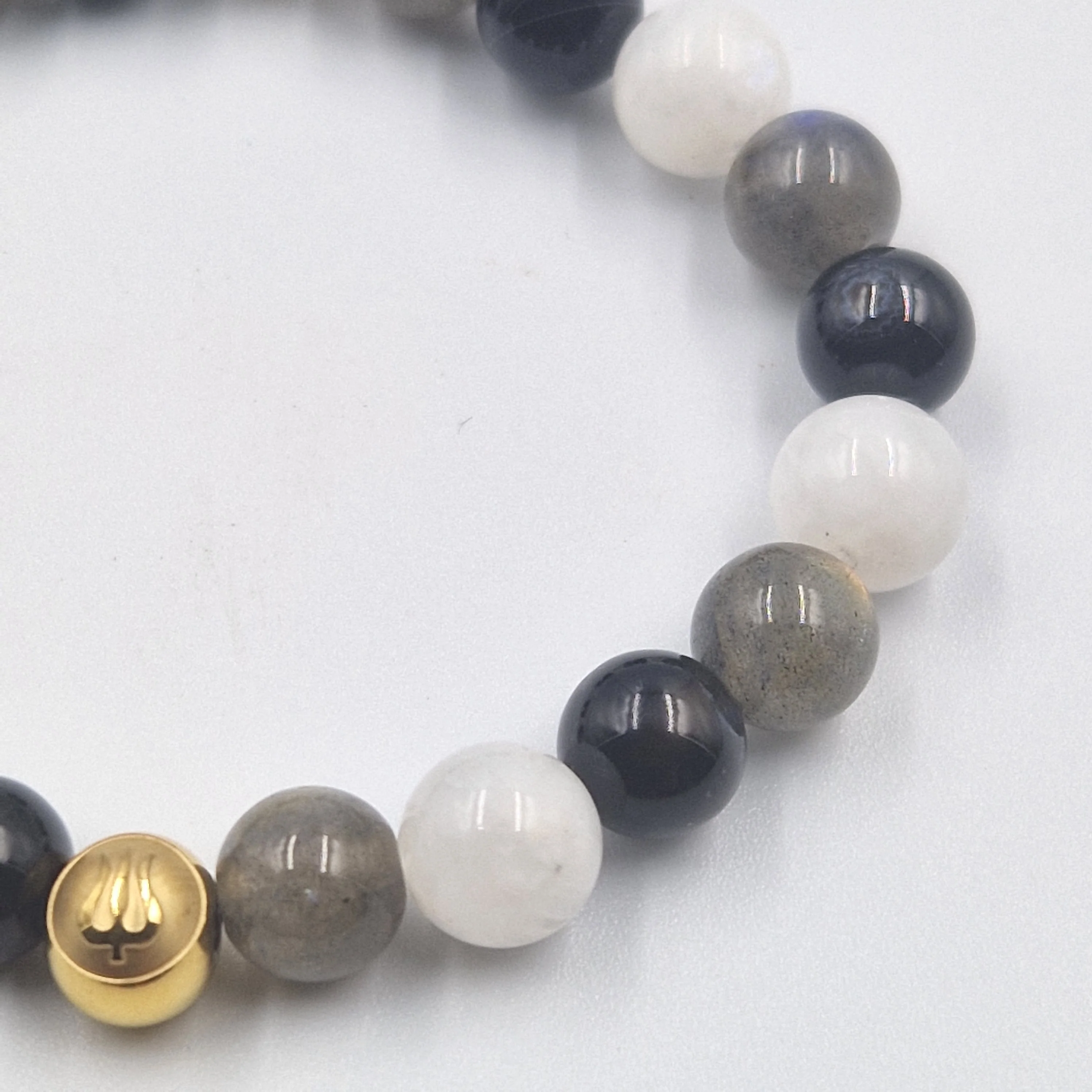 Bracelet CHAGRIN en Obsidienne noire, Pierre de lune blanche et Labradorite - Image 2
