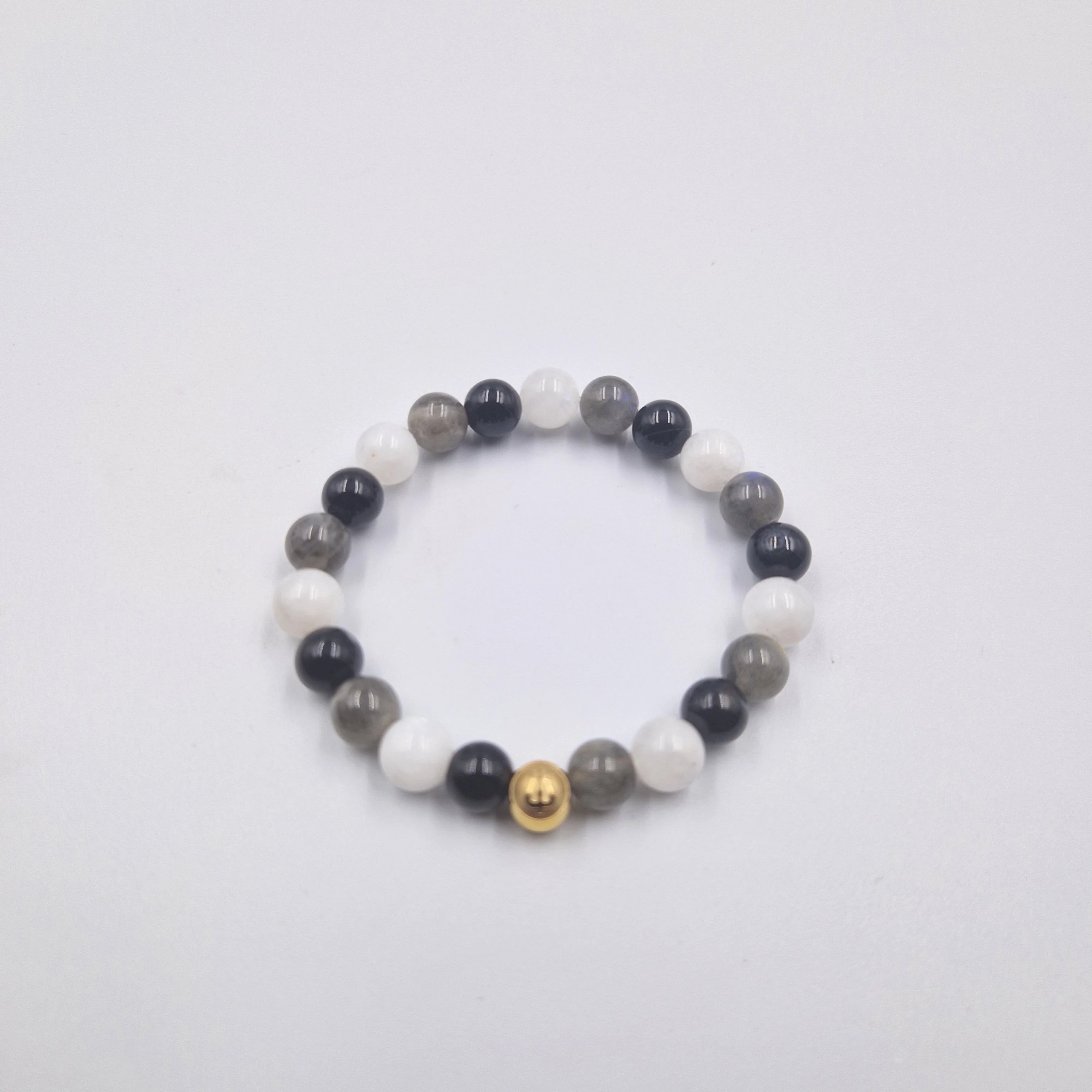 Bracelet CHAGRIN en Obsidienne noire, Pierre de lune blanche et Labradorite - Image 3
